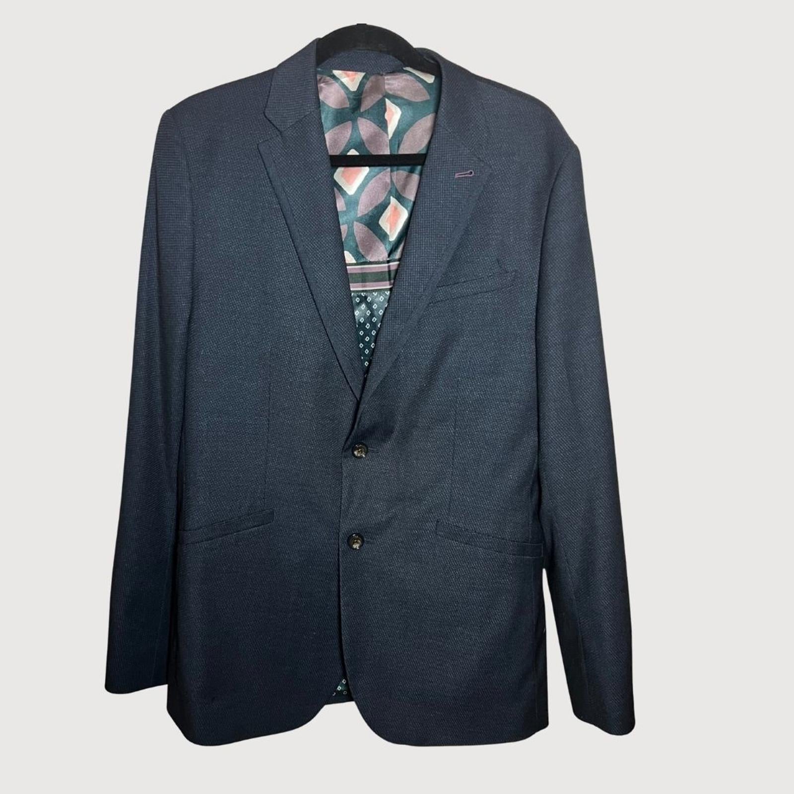 Ted Baker Kingbur Geo Navy Blazer - Size 4- Corpcore trend