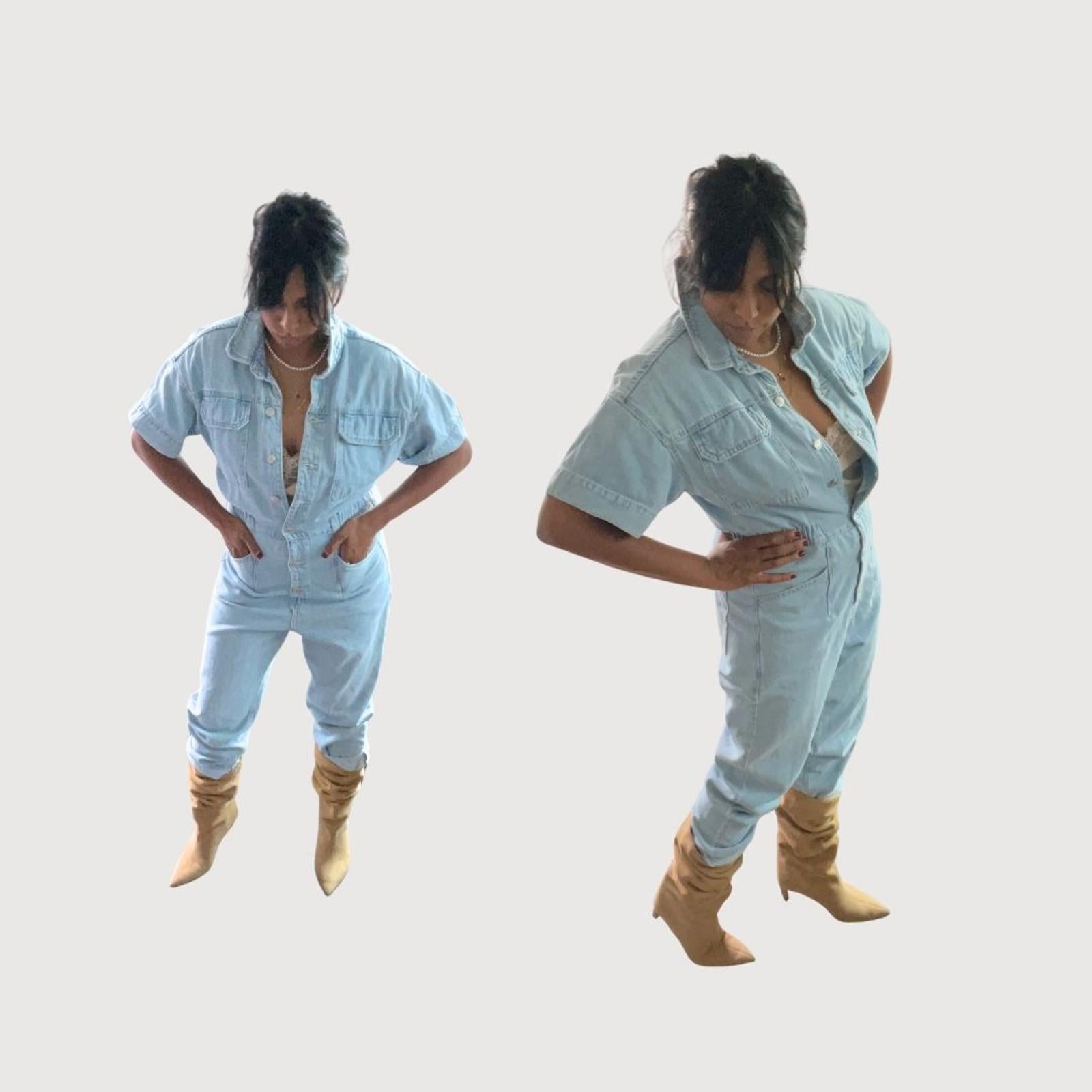 Free People We The Free Marci Denim Coverall Jumpsuit size M