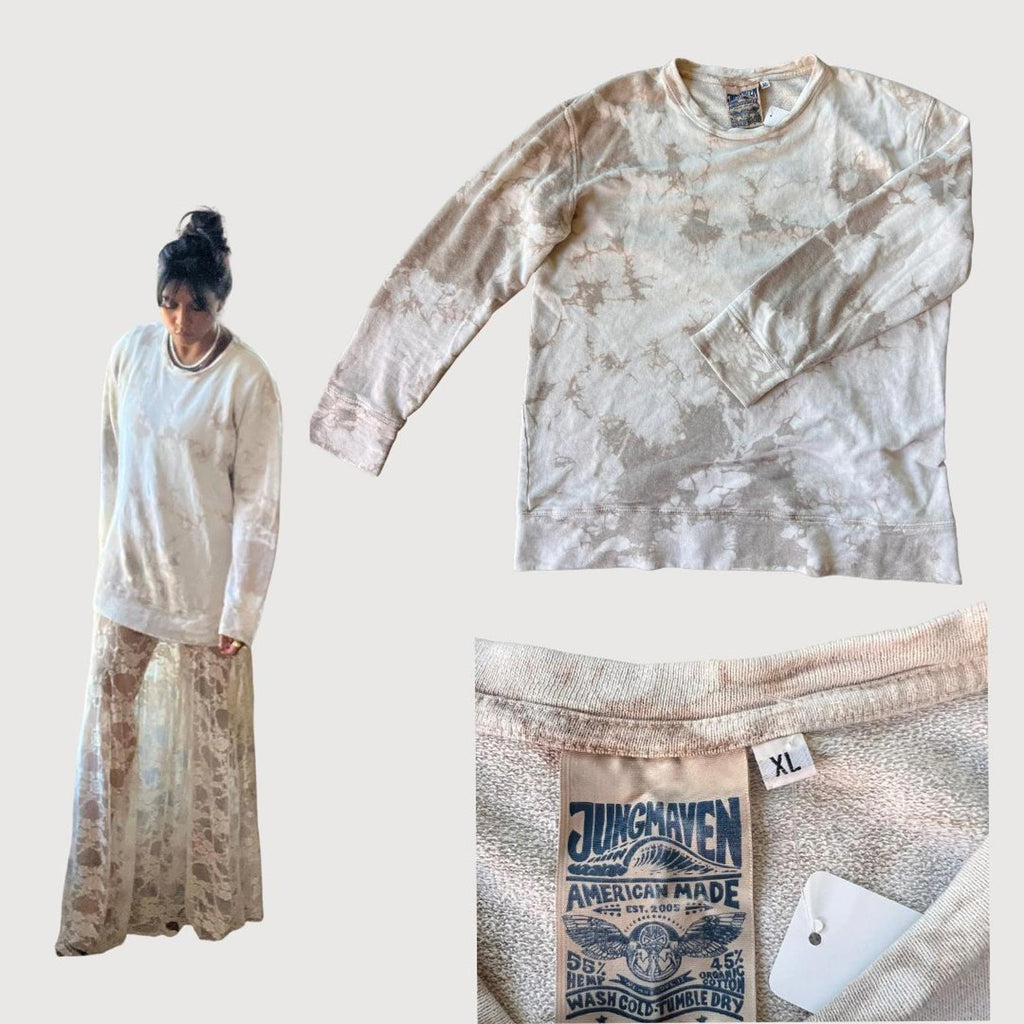 Jungmaven Oversized French Terry Sweatshirt Beige Tie Dye XL