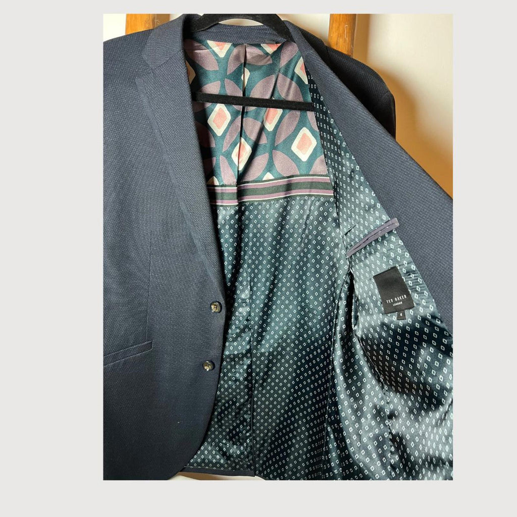 Ted Baker Kingbur Geo Navy Blazer - Size 4- Corpcore trend
