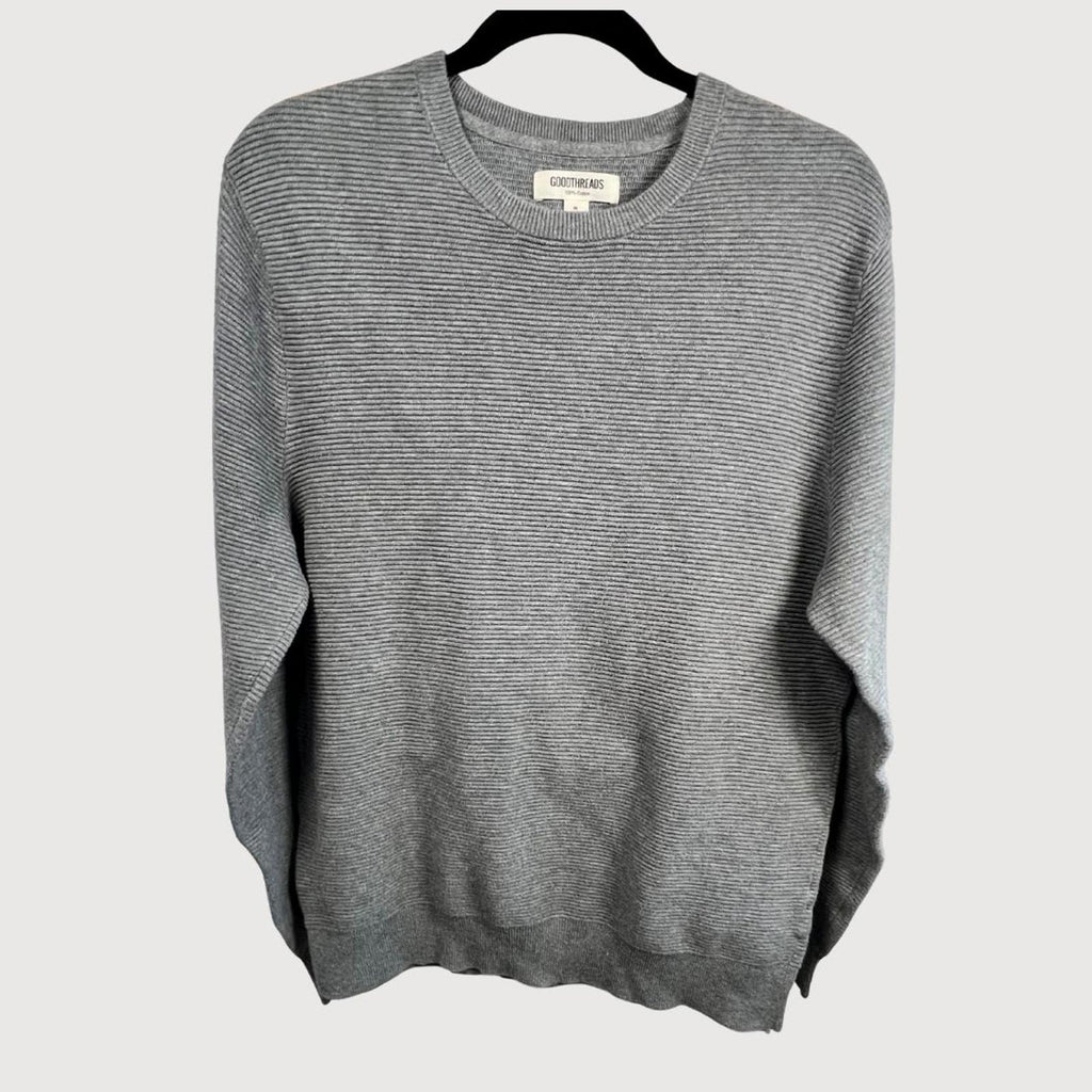 Goodthreads Textured Grey Sweater, Size M, 100% Cotton