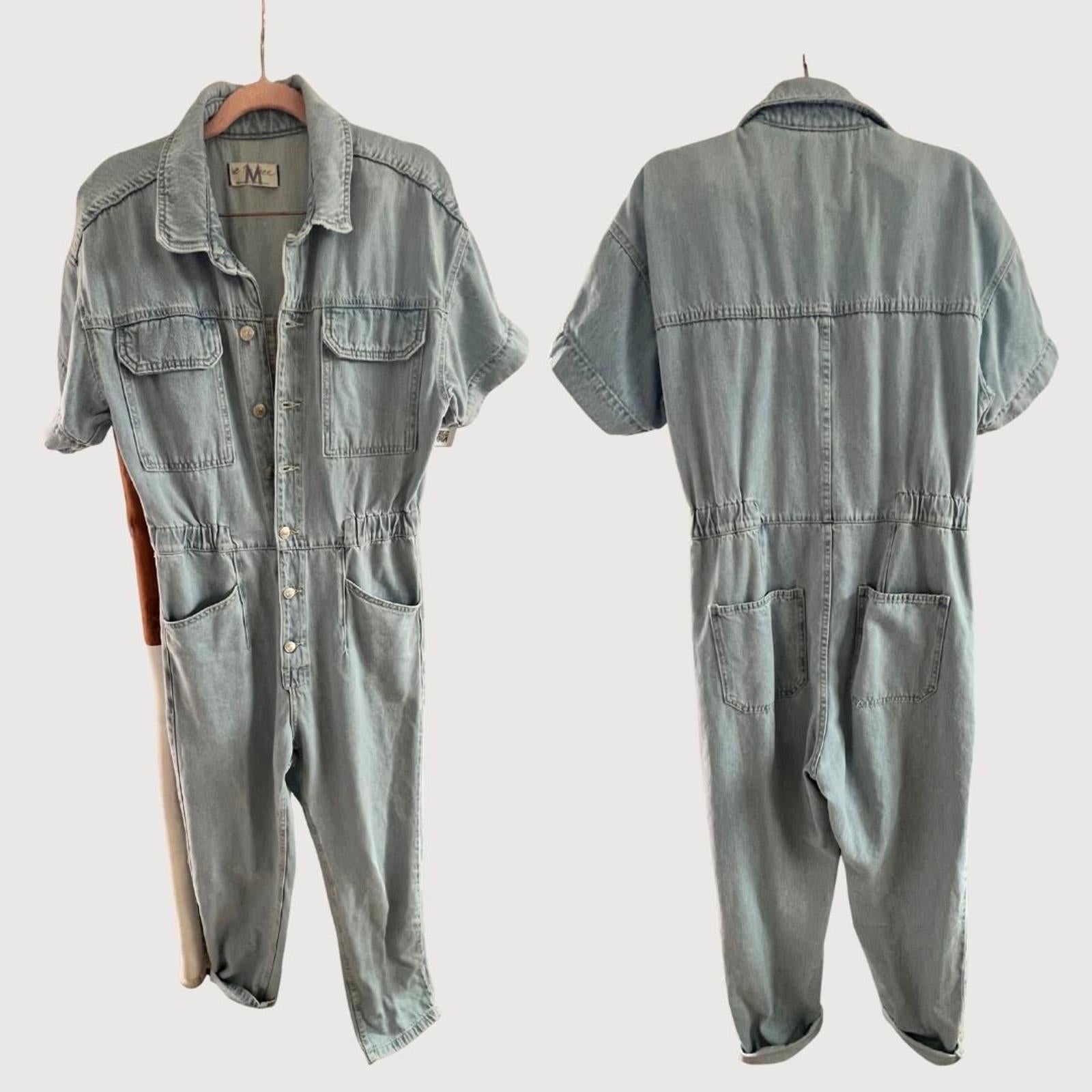 Free People We The Free Marci Denim Coverall Jumpsuit size M