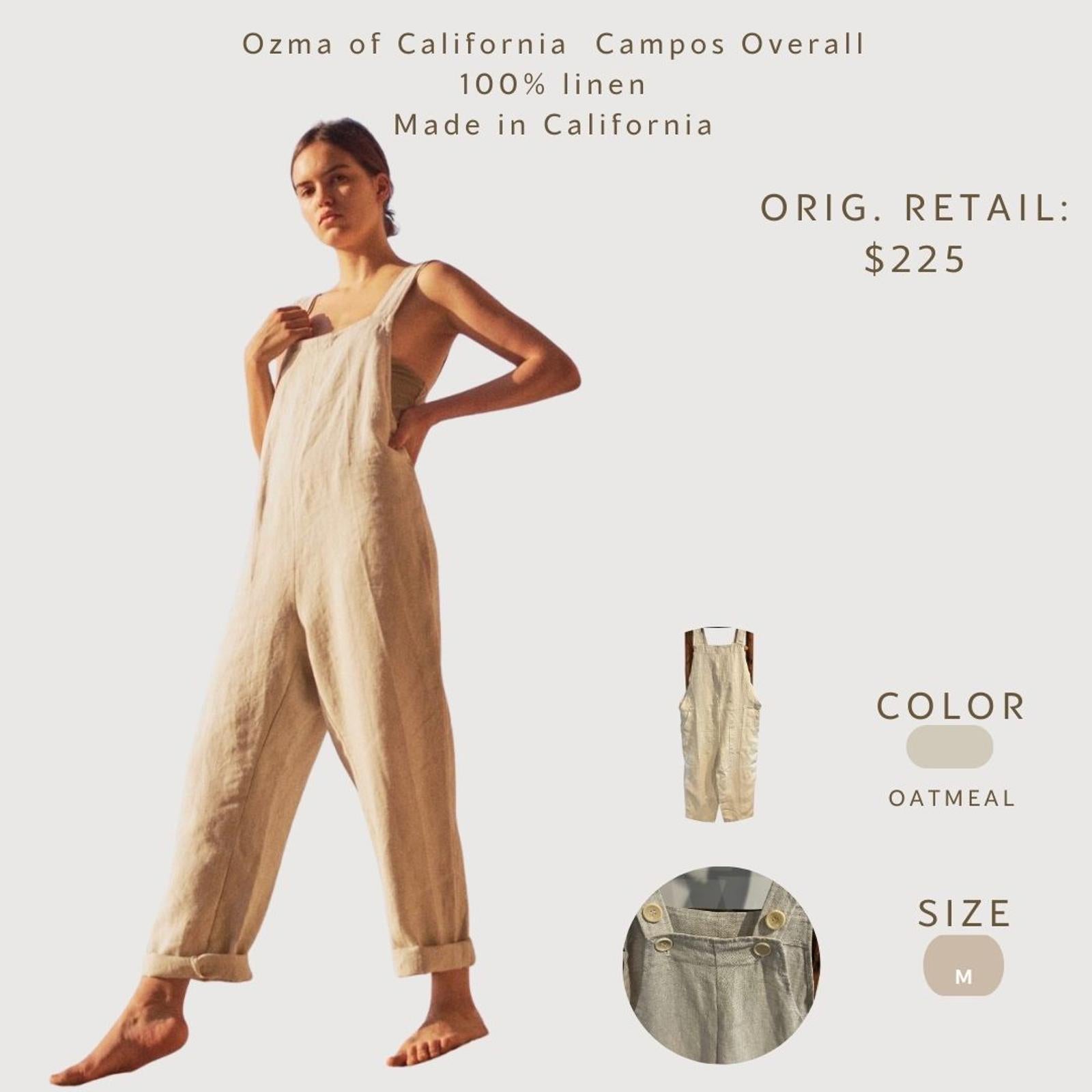 Ozma of California Campos 100% Linen Overall NWOT - M Oatmeal
