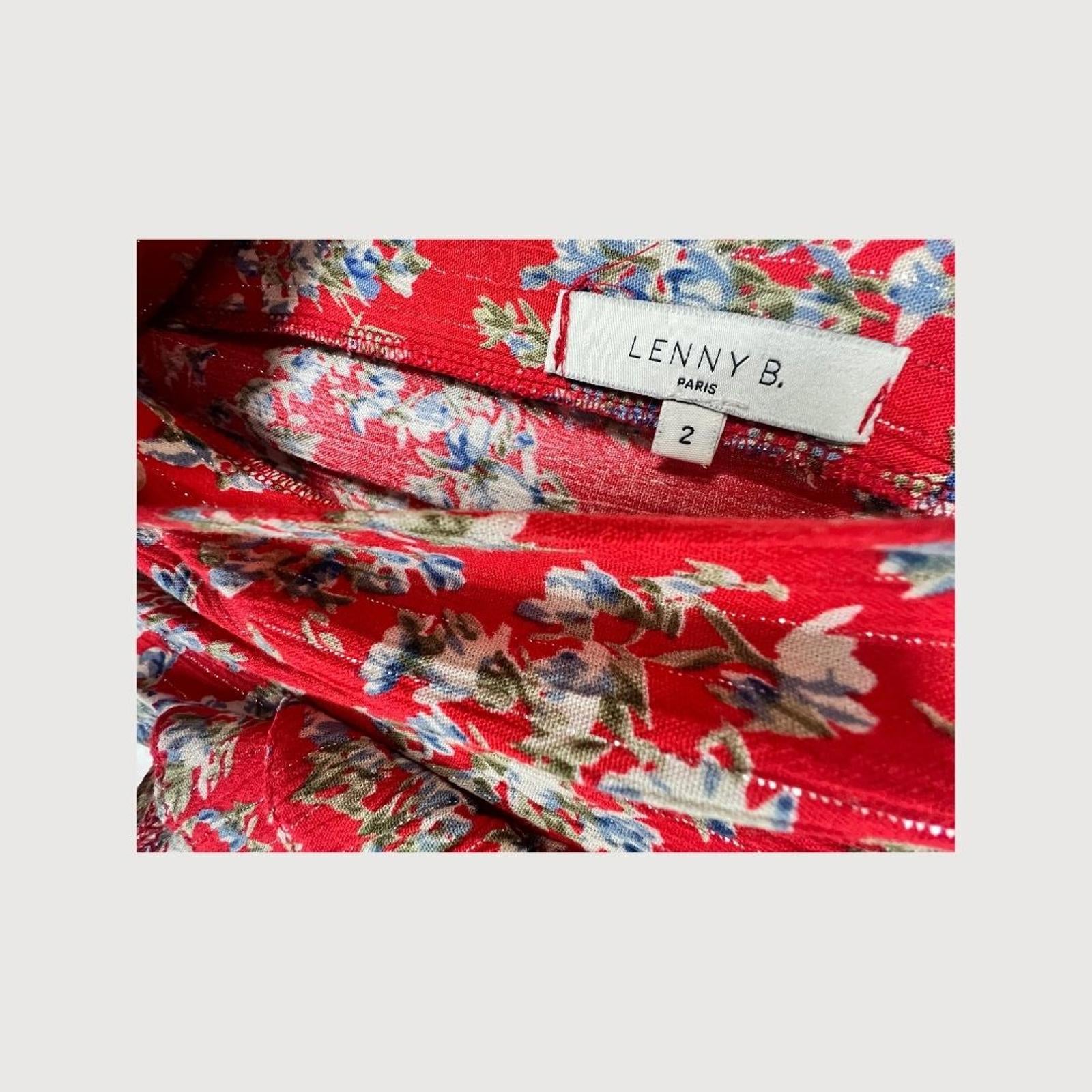 Lenny B Paris Red Floral Maxi Dress Wrap Style size 2