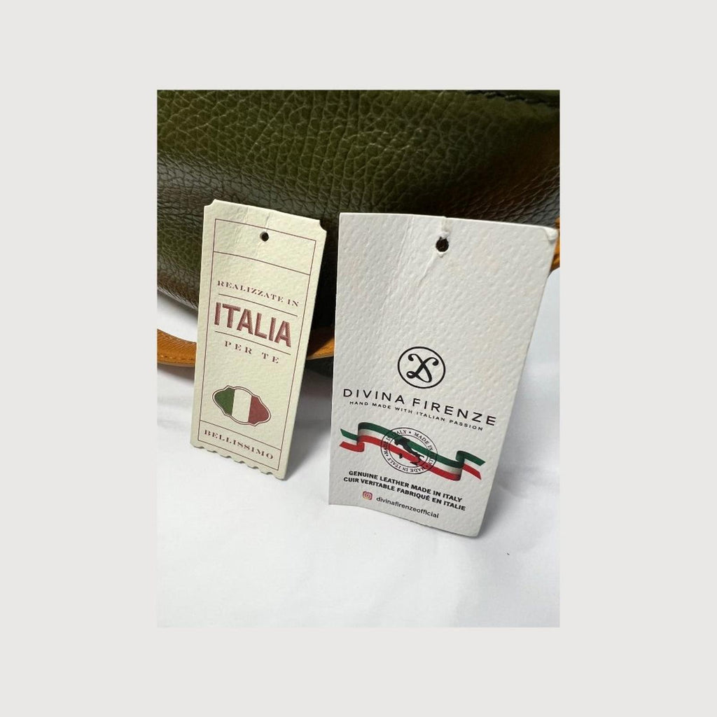 Divina Firenze Lilla Olive Genuine Leather Crossbody Bag Made in Italy