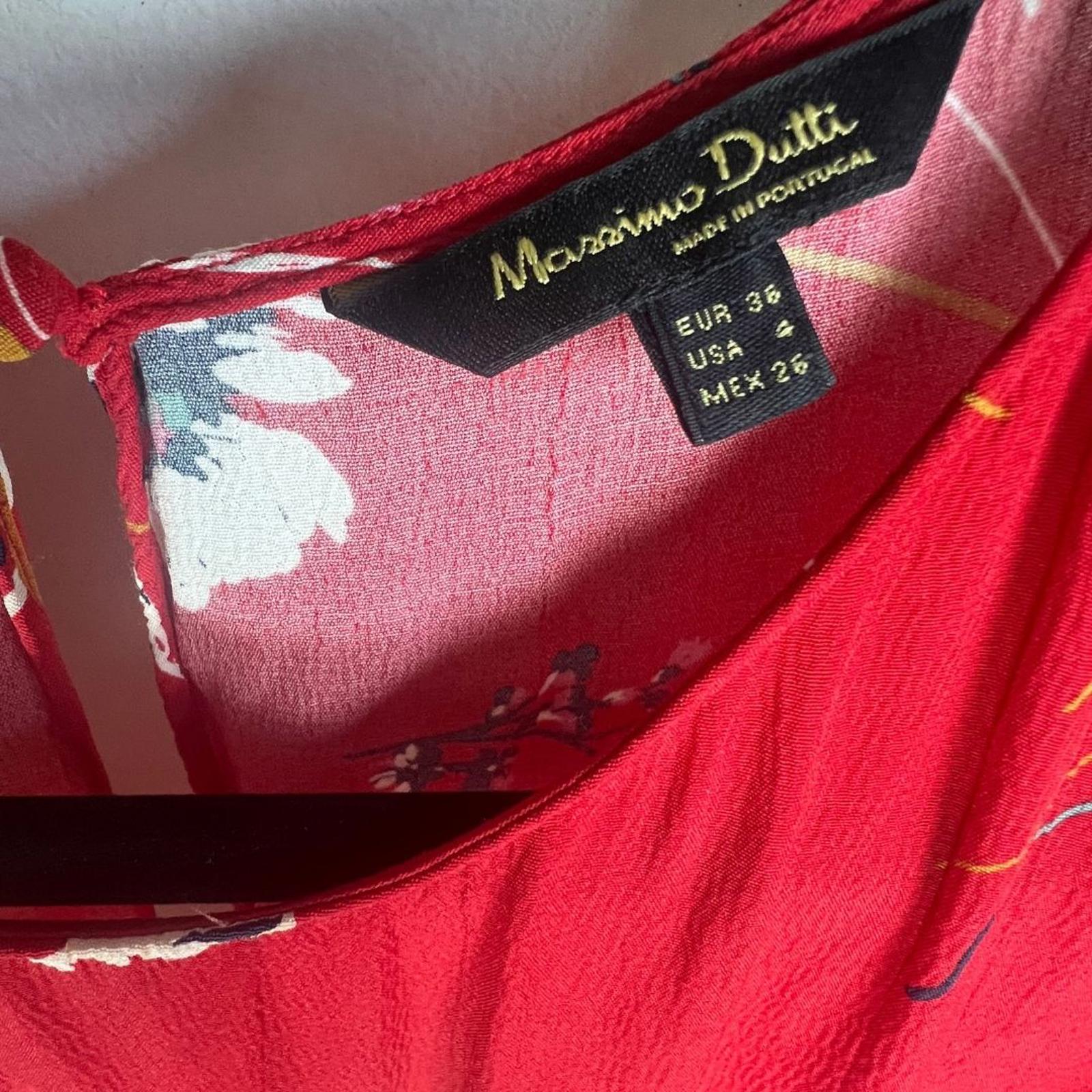 Massimo Dutti Red Floral Midi Dress Size 4