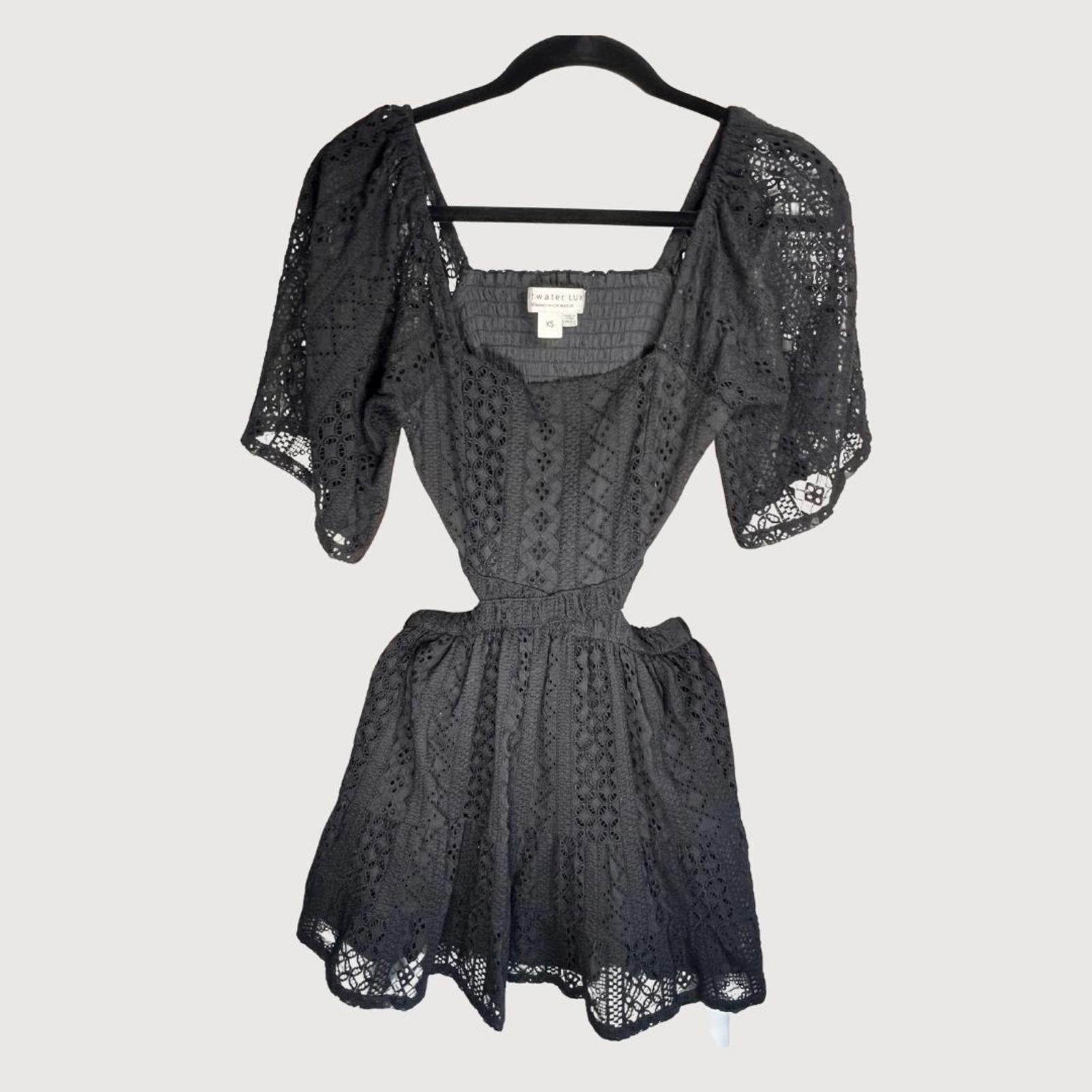 Anthropologie Saltwater Luxe Nova Lace Short Sleeve Eyelet Mini Dress - XS