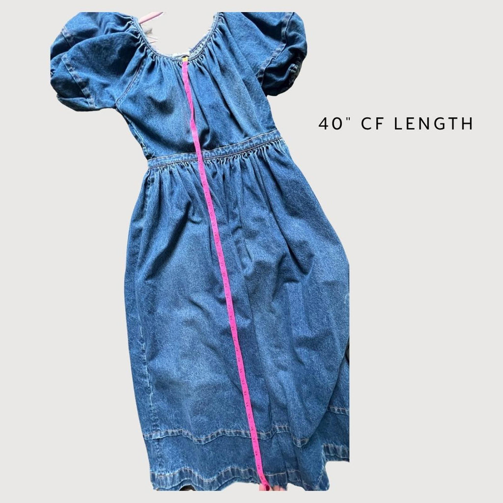 CO Puff Sleeve Denim Dress Medium Blue Wash Size S