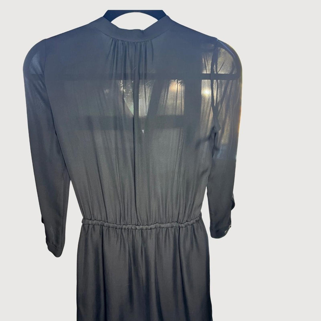 Aritzia Babaton Bennet 3/4 Sleeve Shirtdress Black 100% Silk XXS