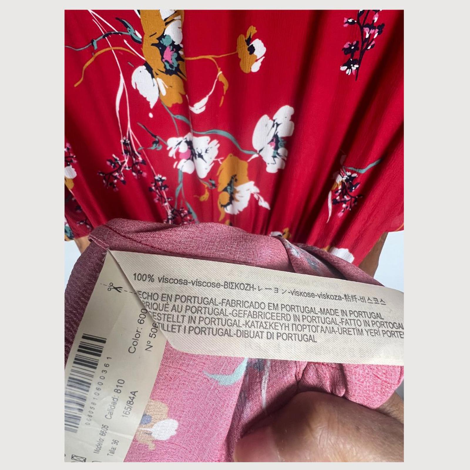 Massimo Dutti Red Floral Midi Dress Size 4