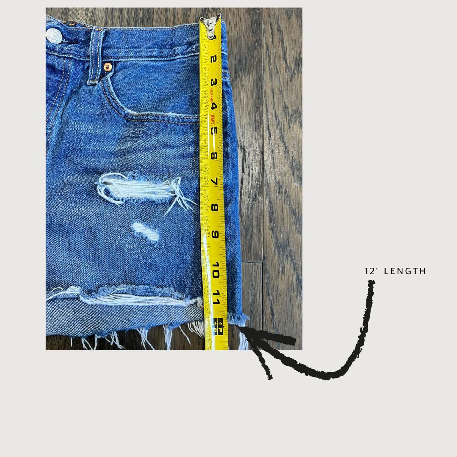 Levi's 501 Premium High Rise Medium Blue Wash Denim Shorts Size 27