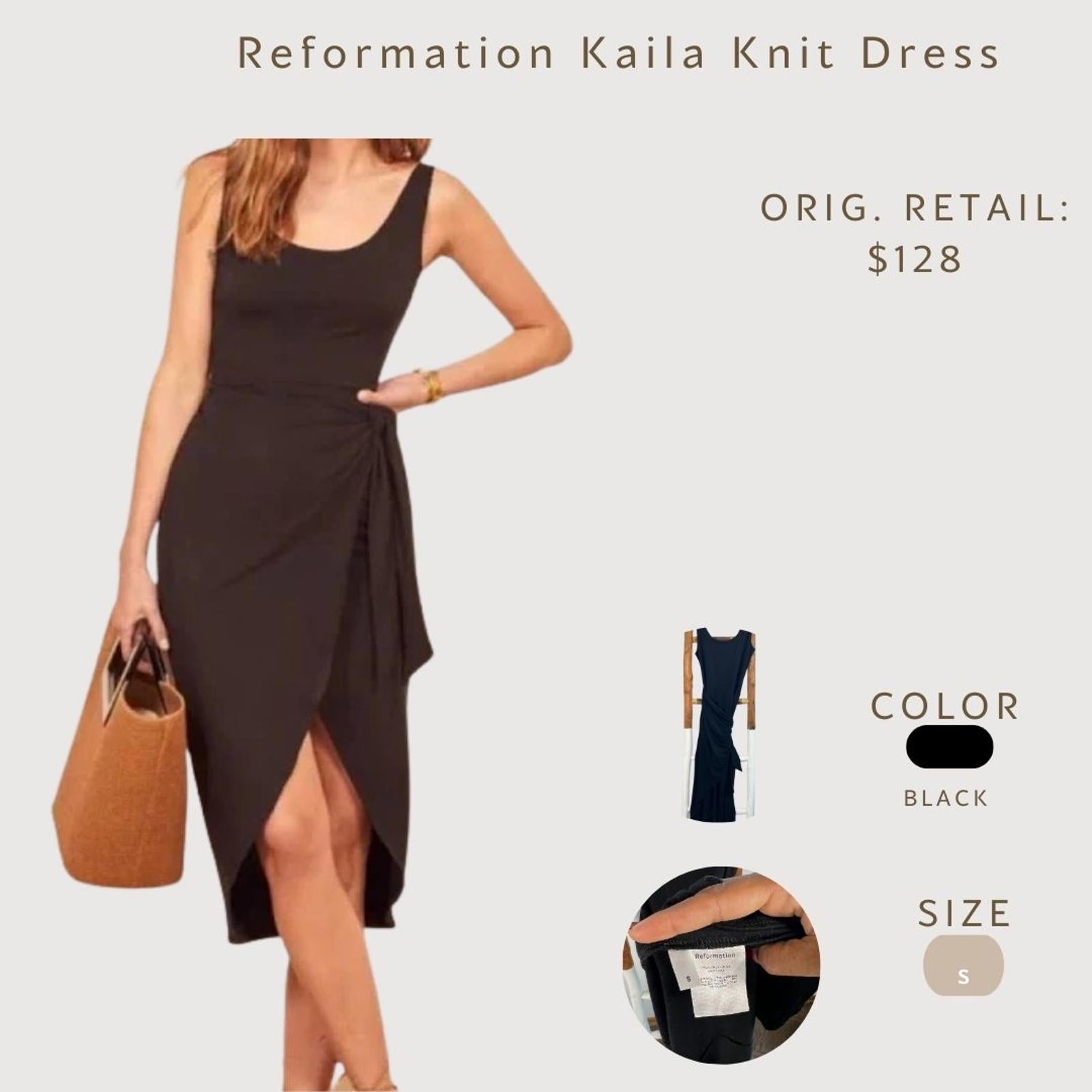 Reformation Kaila Knit Dress Black Size S