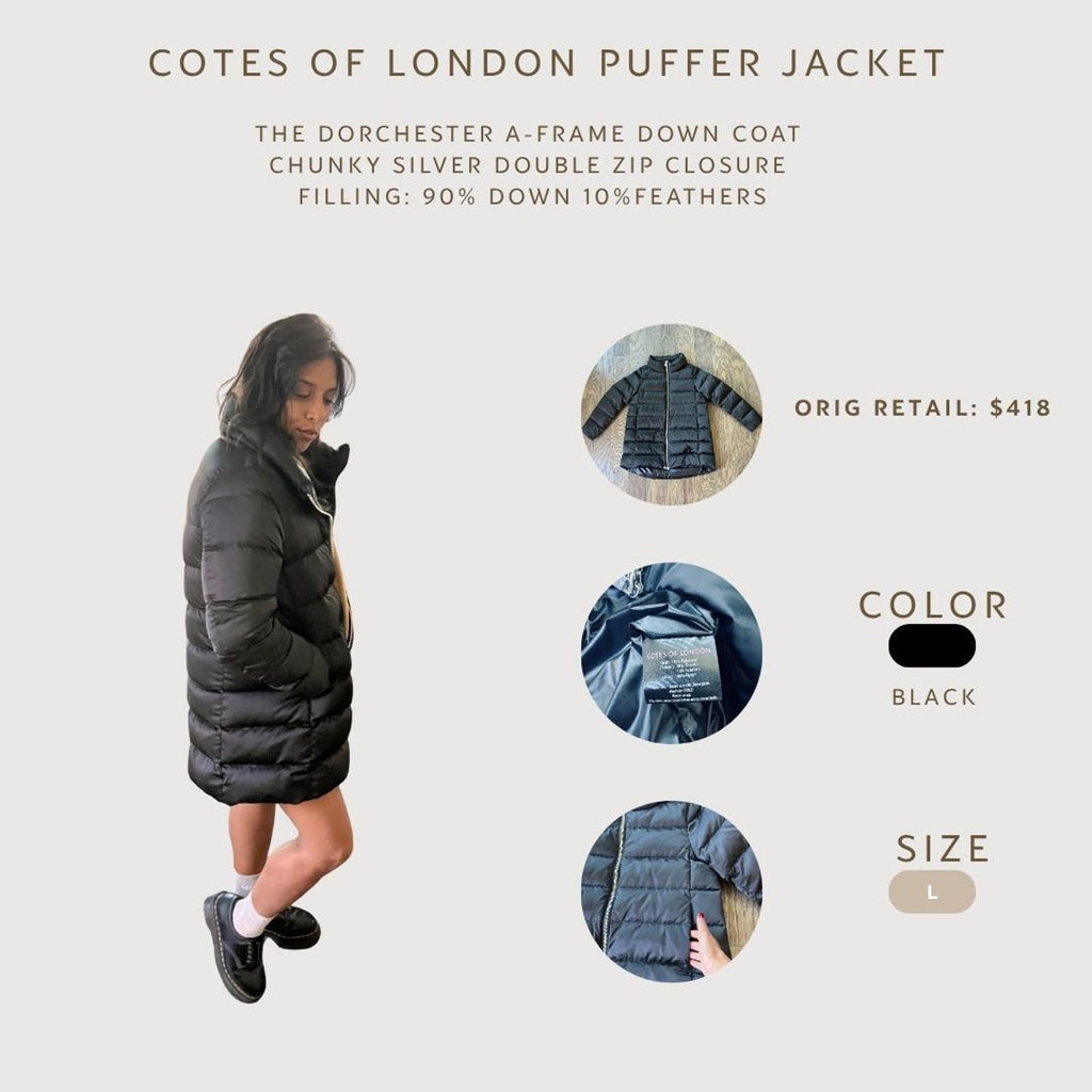 Cotes of London Women's Real Down Puffer Jacket Black Size L