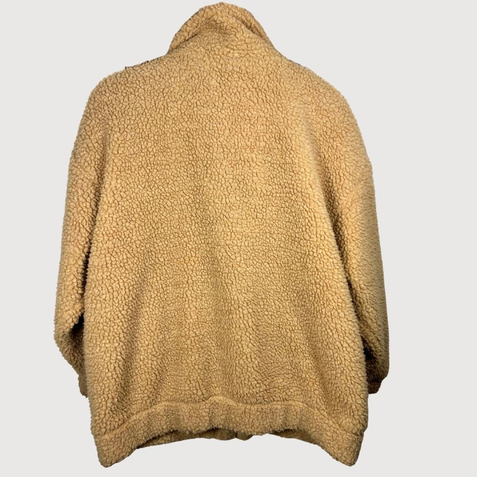 I AM GIA Teddy Sherpa Jacket Oversized Zip Up Pixie Coat Caramel XS