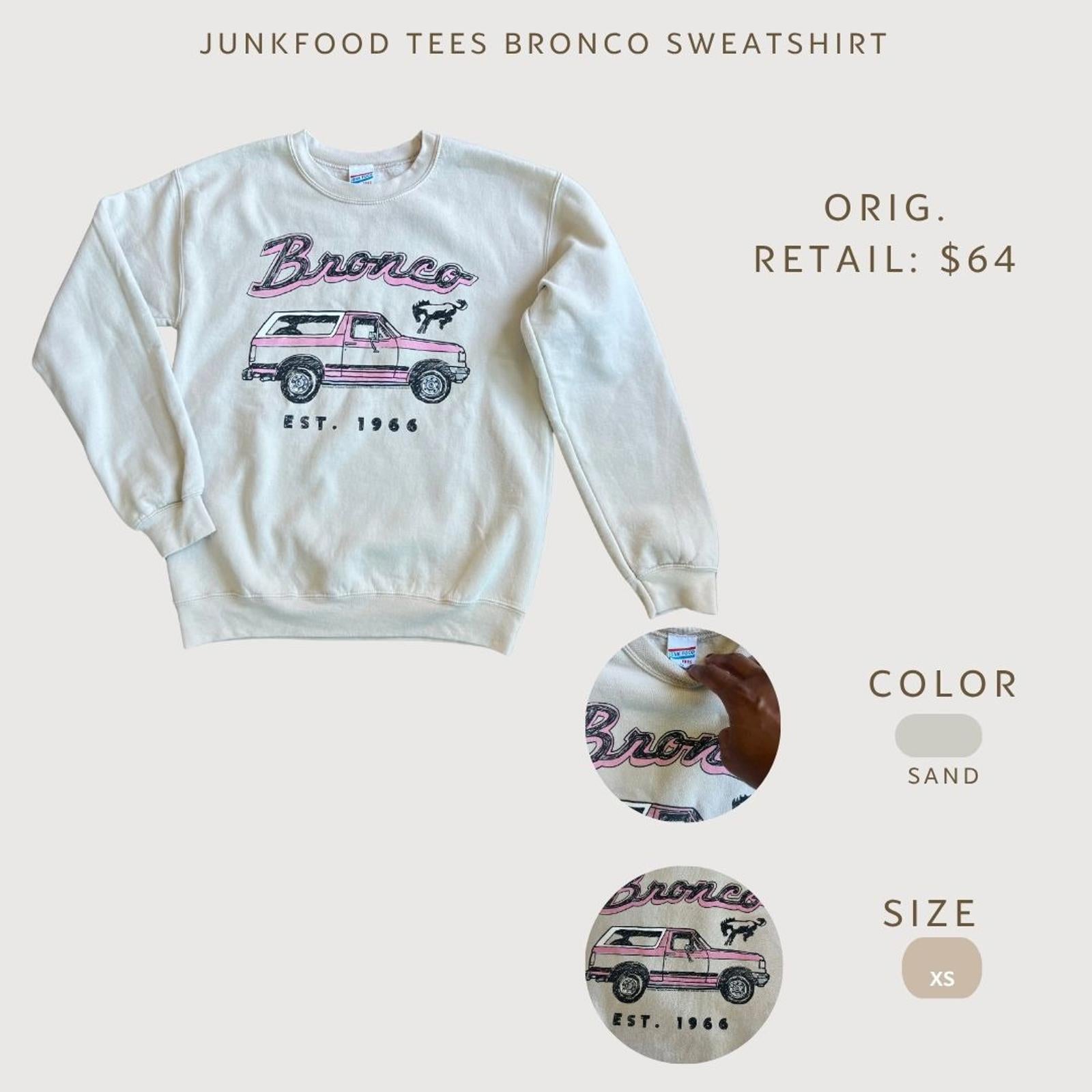 Revolve Junkfood Tees Bronco Sweatshirt Sand XS
