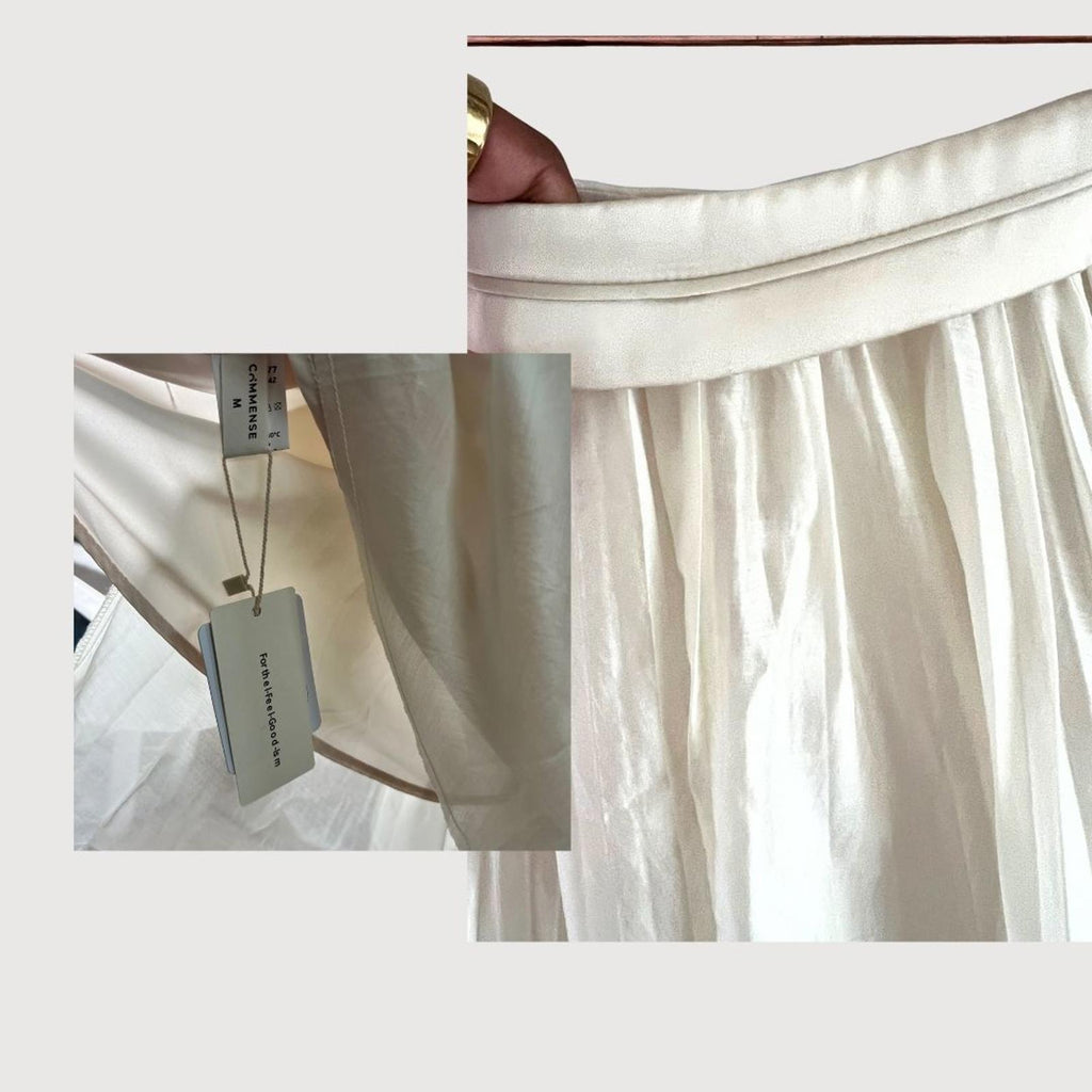 Commense Pleated Maxi Skirt Cream Size M NWT