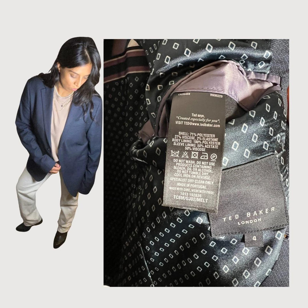 Ted Baker Kingbur Geo Navy Blazer - Size 4- Corpcore trend