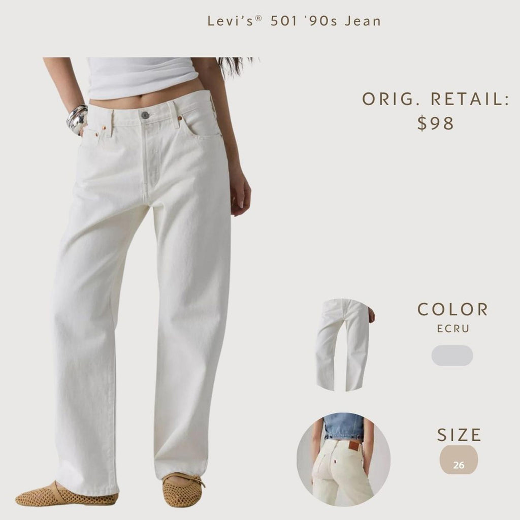 Levi's 501 '90s Women's Straight Jeans in Ecru, Size 26