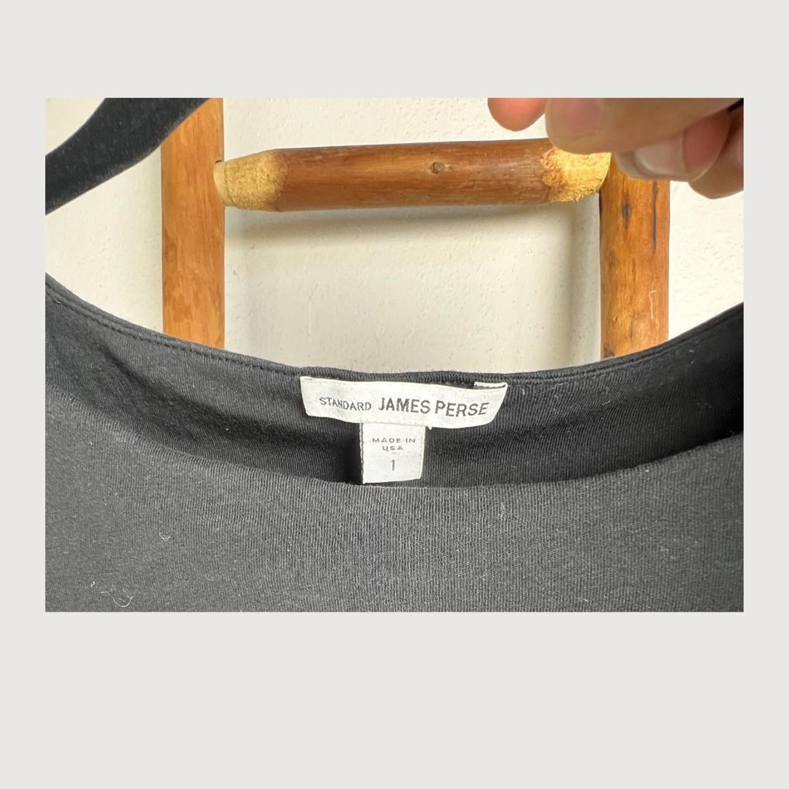 James Perse 3/4 Sleeve Ruched Black Midi Dress -Size 1- Quiet Luxury trend