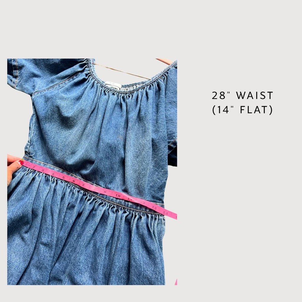 CO Puff Sleeve Denim Dress Medium Blue Wash Size S