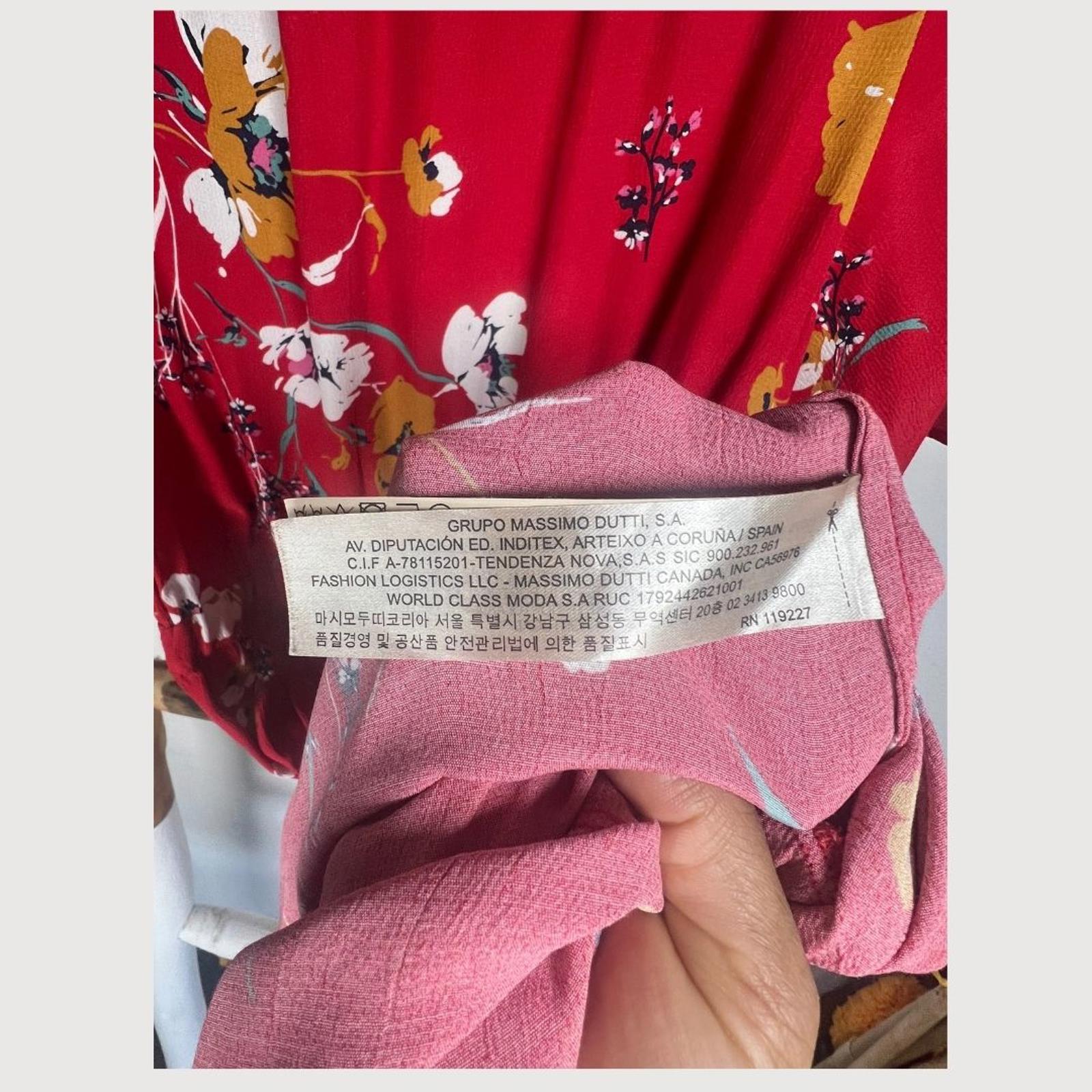 Massimo Dutti Red Floral Midi Dress Size 4