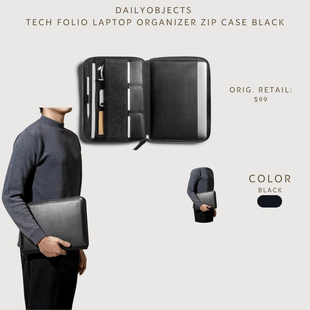 DailyObjects Tech Folio Laptop Organizer Zip Case Black
