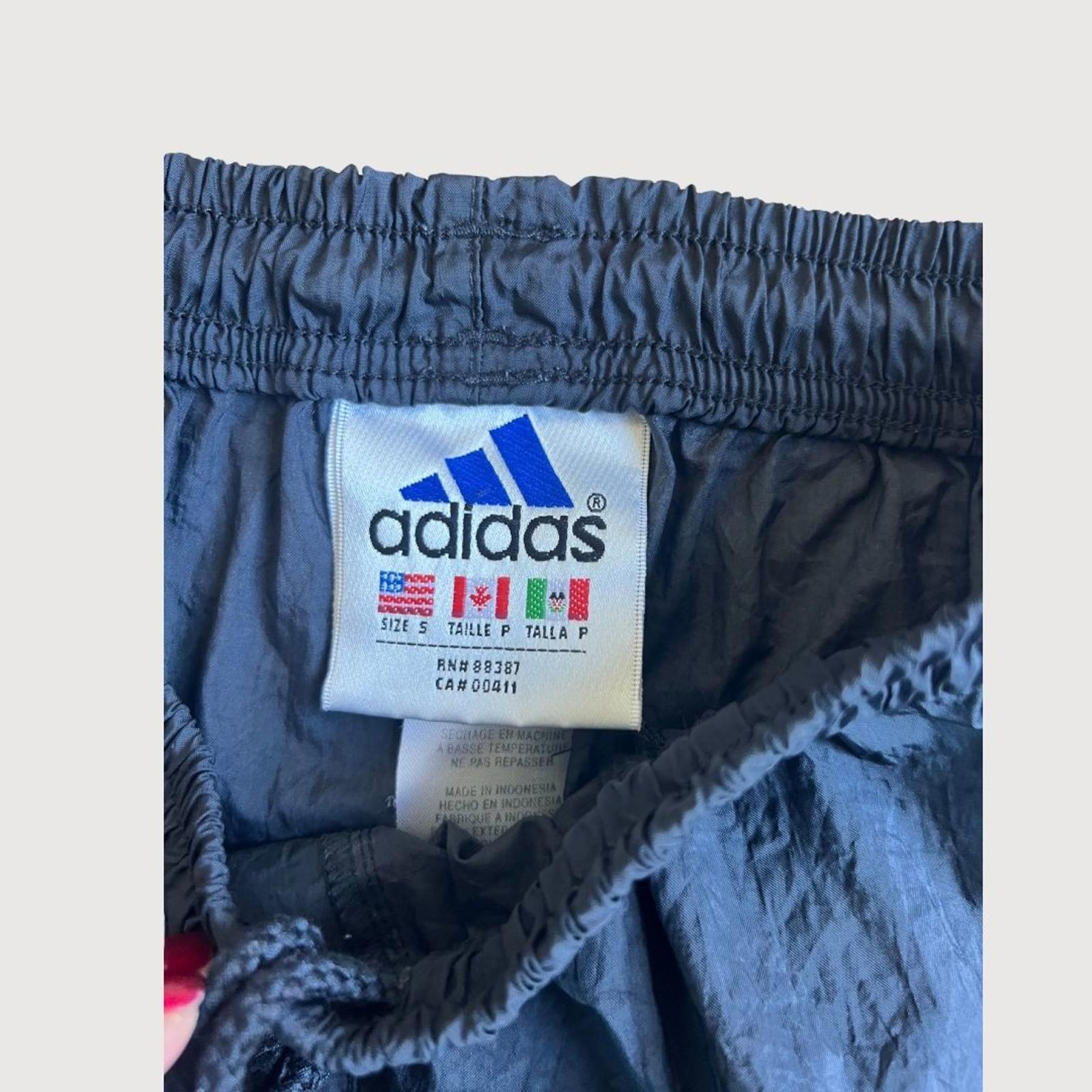Vintage 90s Y2K Adidas Nylon Track Pants with Side Hem Zipper Size Small