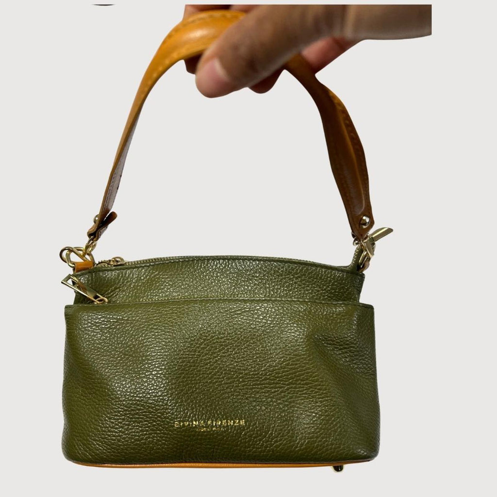 Divina Firenze Lilla Olive Genuine Leather Crossbody Bag Made in Italy