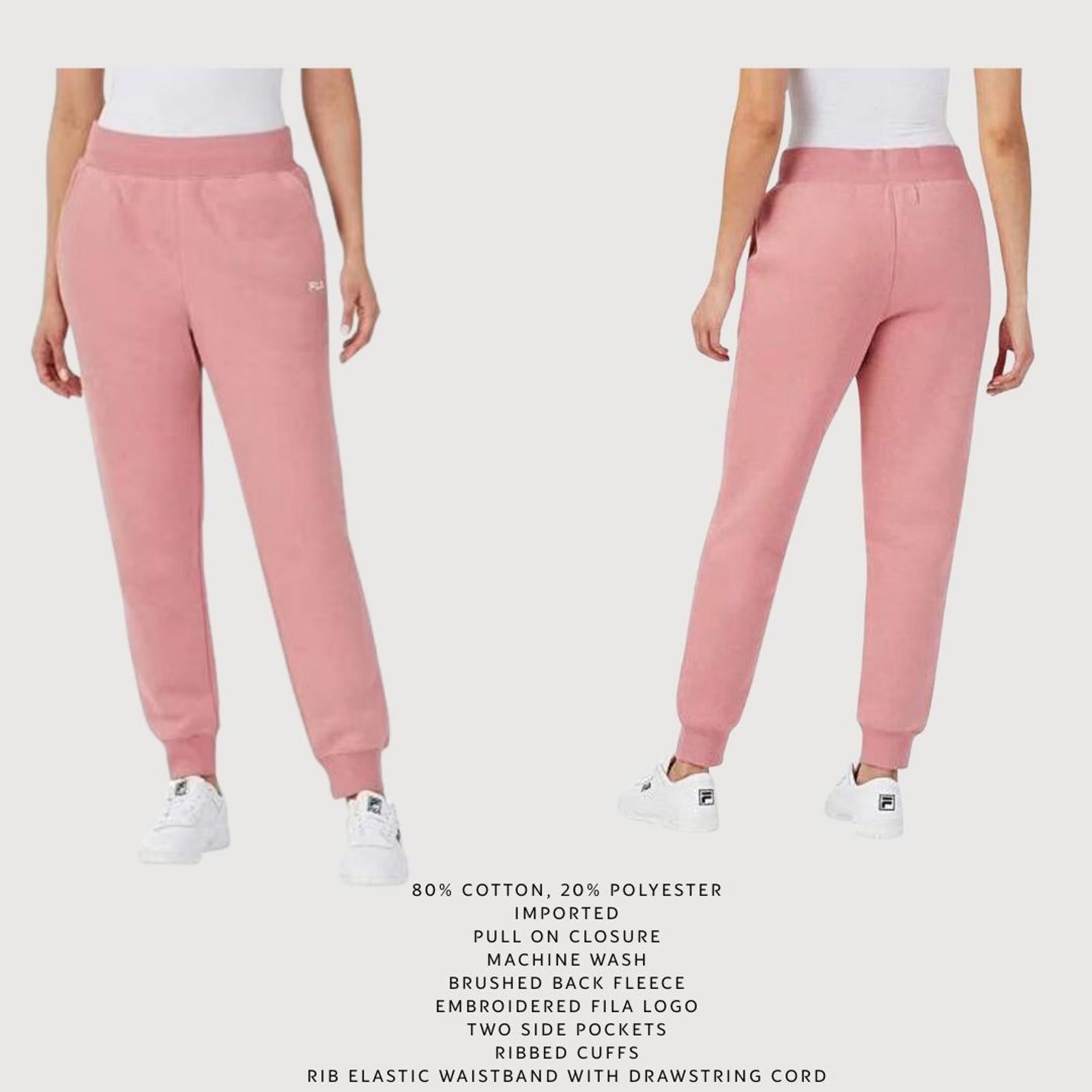 FILA Women's Fleece Hoodie & Jogger Matching Set - Mauve, Size L -Y2K 90s trend