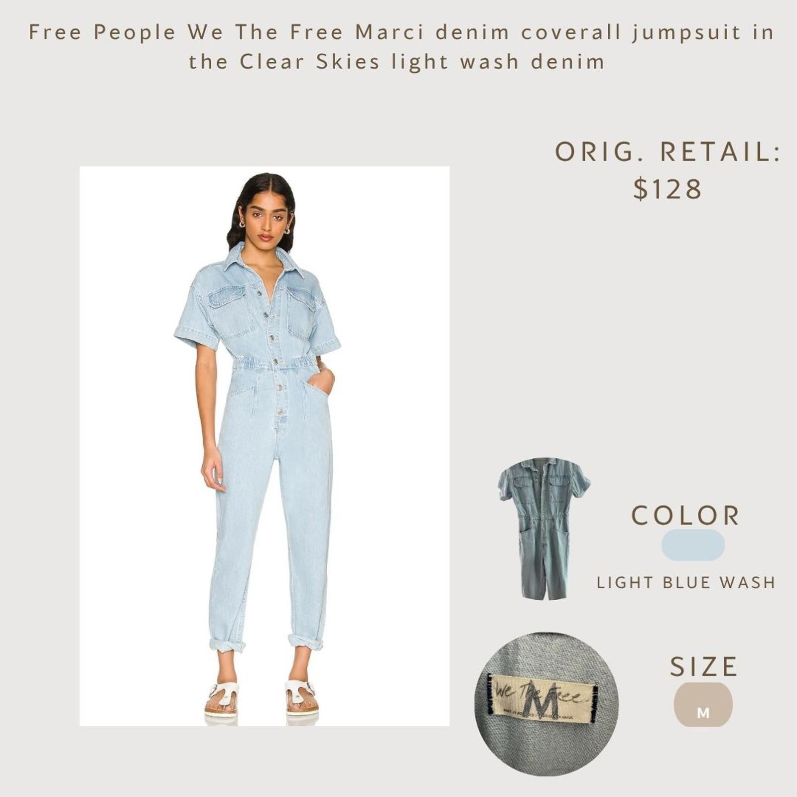 Free People We The Free Marci Denim Coverall Jumpsuit size M