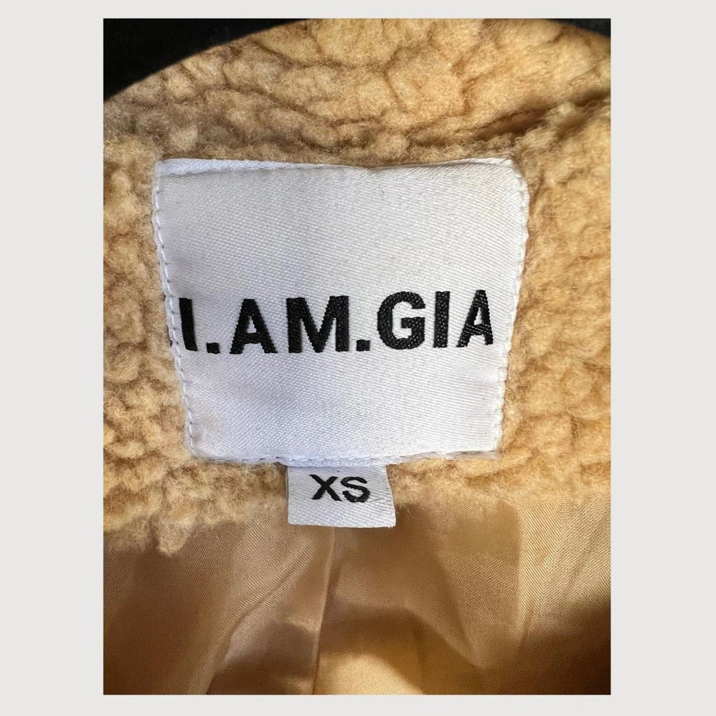 I AM GIA Teddy Sherpa Jacket Oversized Zip Up Pixie Coat Caramel XS