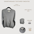 Goodthreads Textured Grey Sweater, Size M, 100% Cotton