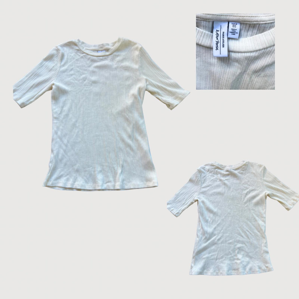 & Other Stories Half Sleeve Ribbed Knit Tee size 6