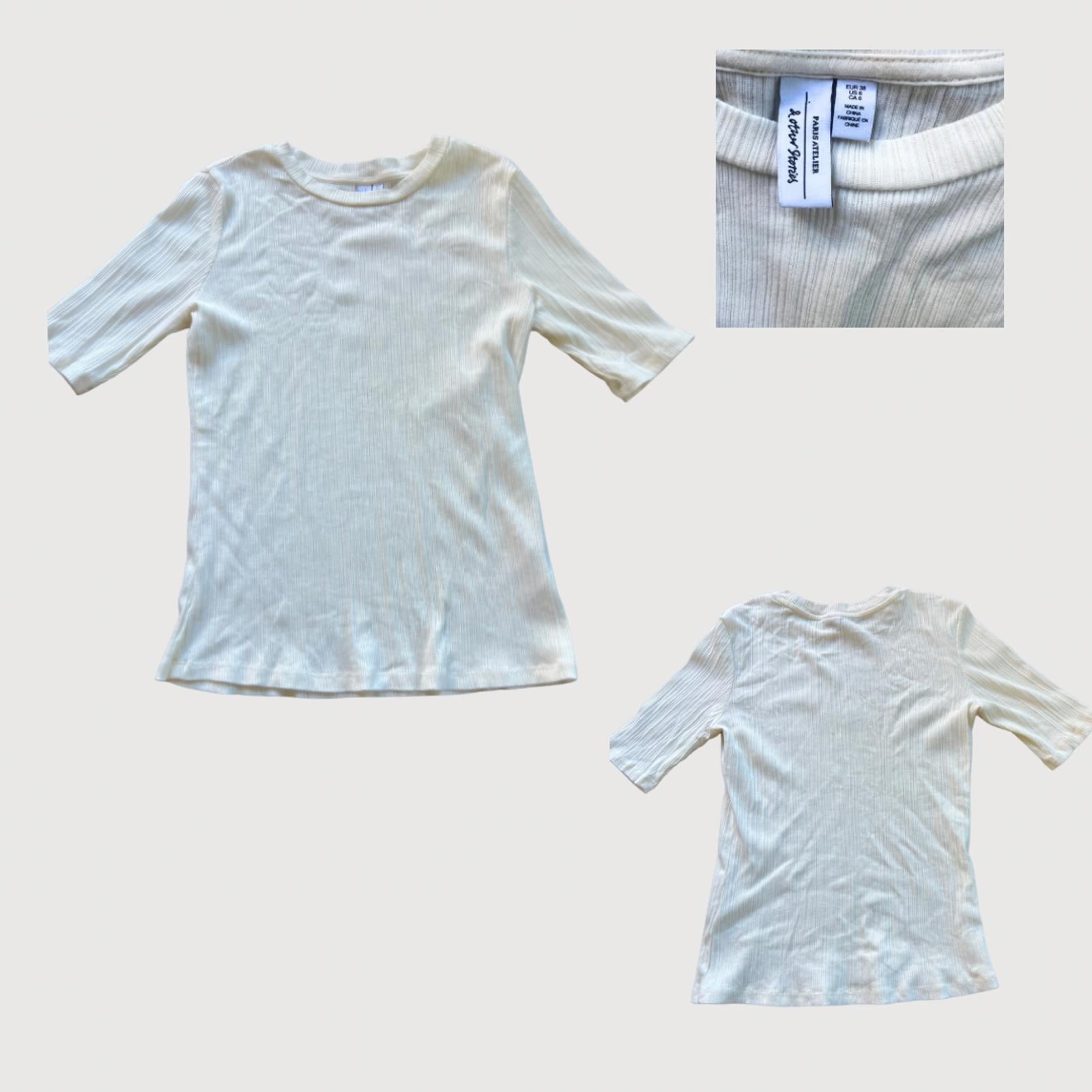 & Other Stories Half Sleeve Ribbed Knit Tee size 6