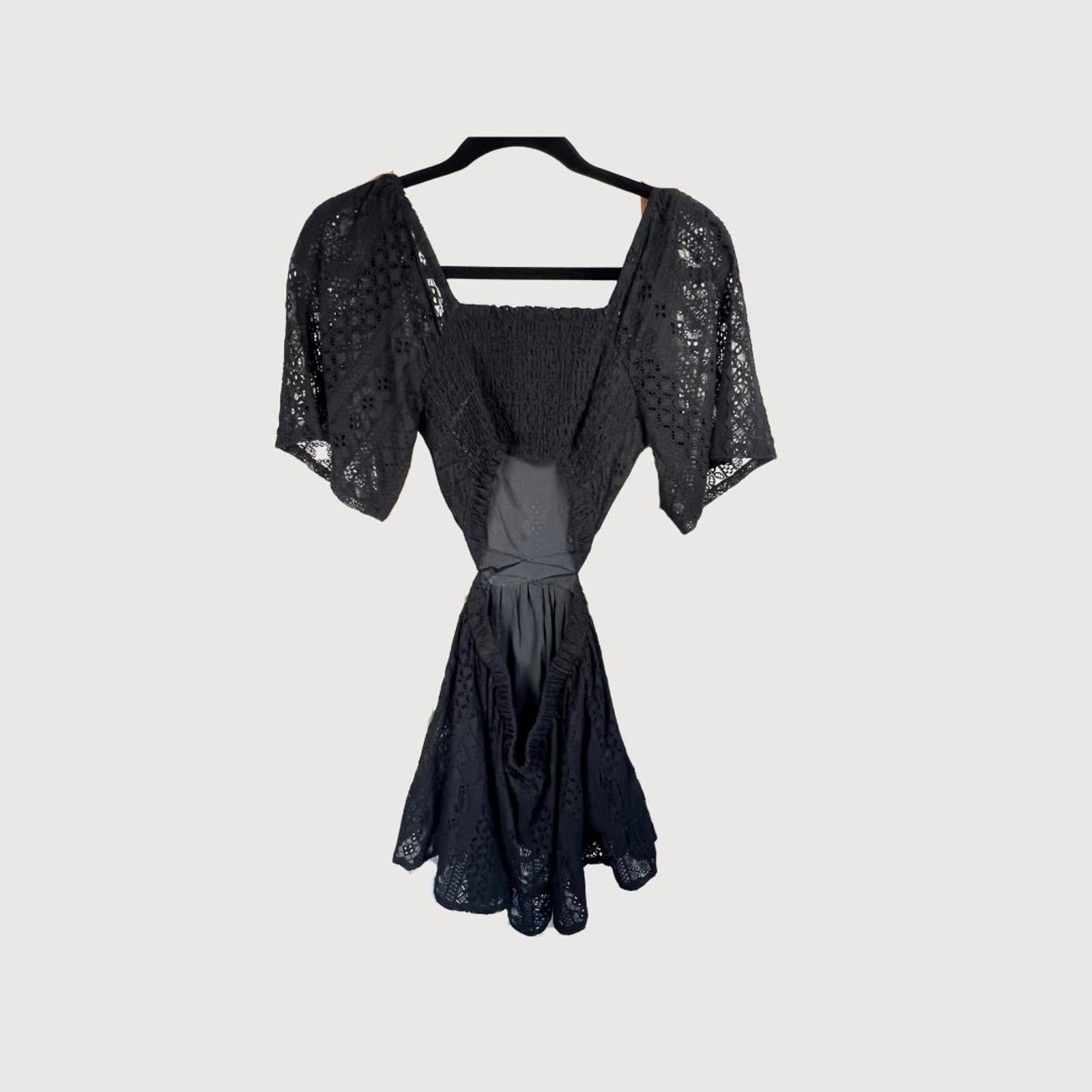 Anthropologie Saltwater Luxe Nova Lace Short Sleeve Eyelet Mini Dress - XS