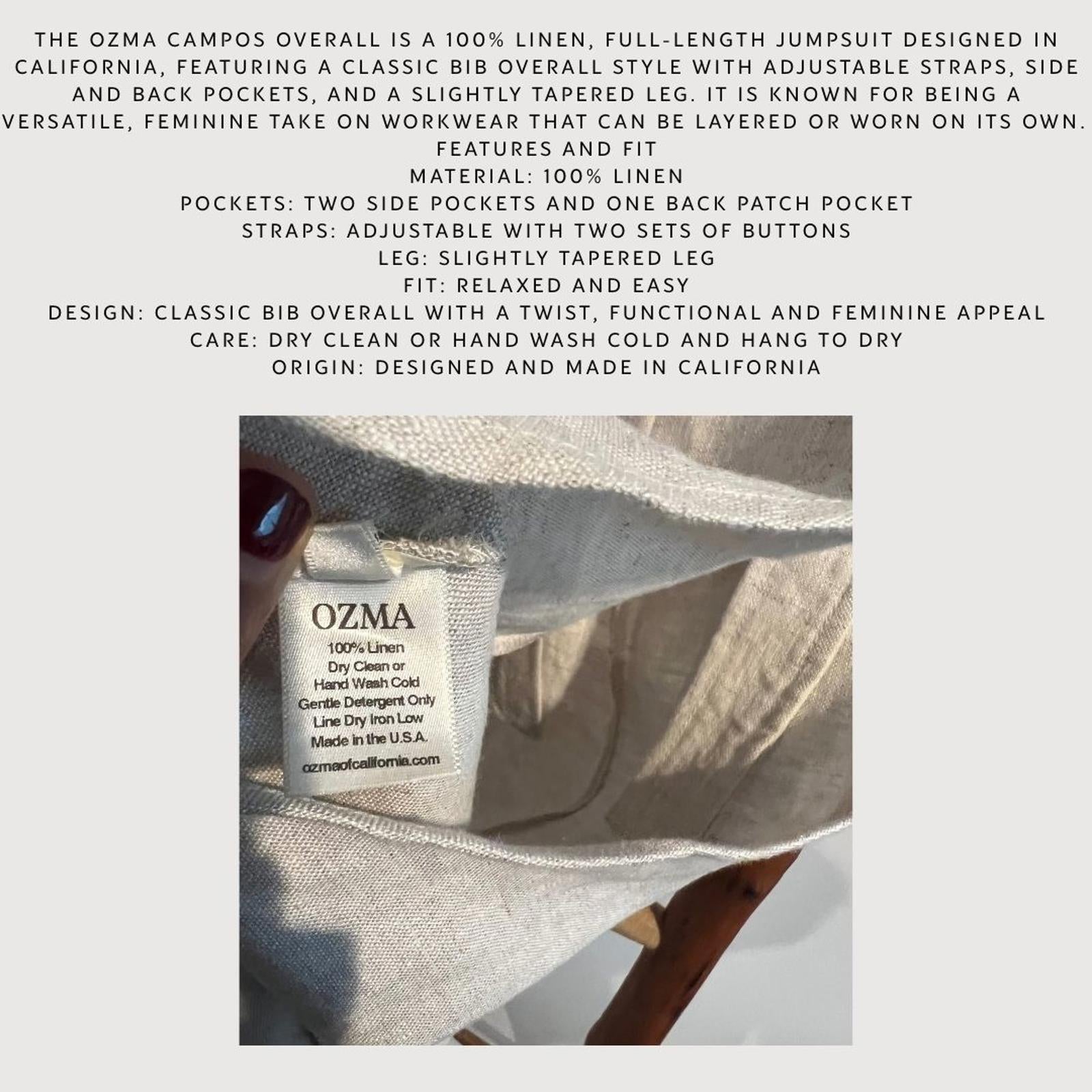 Ozma of California Campos 100% Linen Overall NWOT - XS Oatmeal