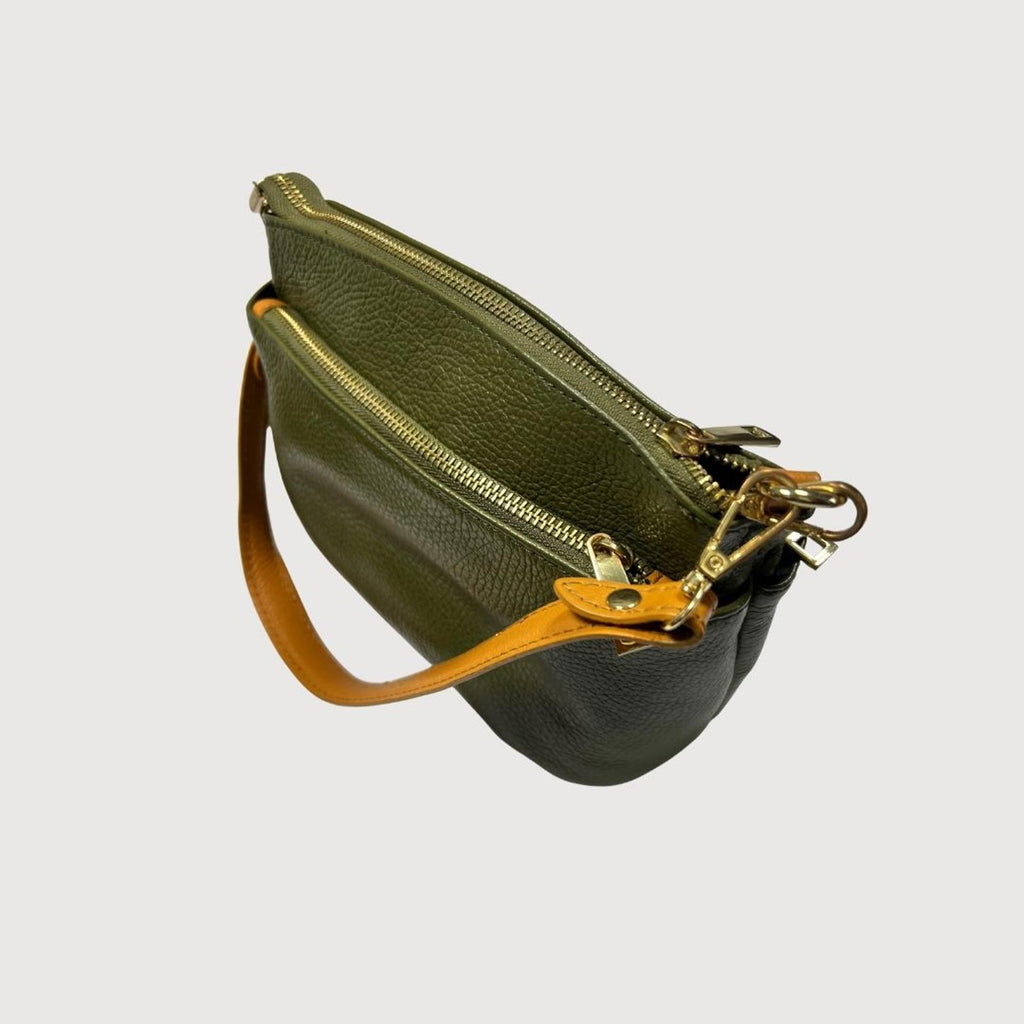Divina Firenze Lilla Olive Genuine Leather Crossbody Bag Made in Italy