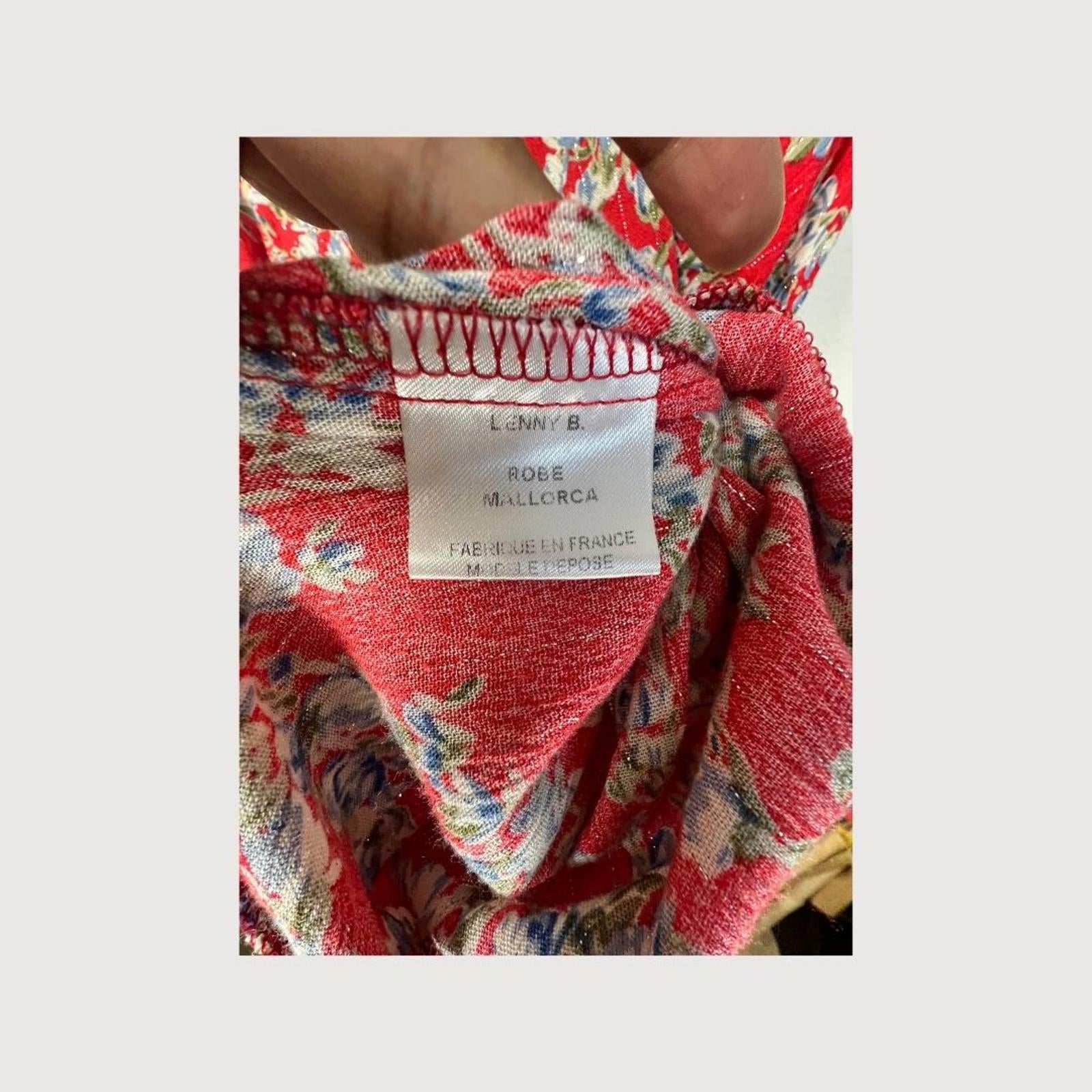 Lenny B Paris Red Floral Maxi Dress Wrap Style size 2