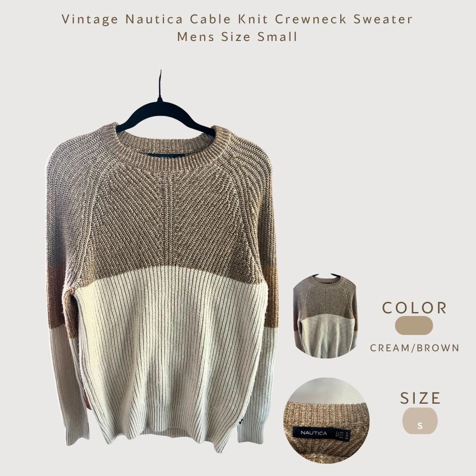 Vintage Nautica Cable Knit Crewneck Sweater Mens Size Small