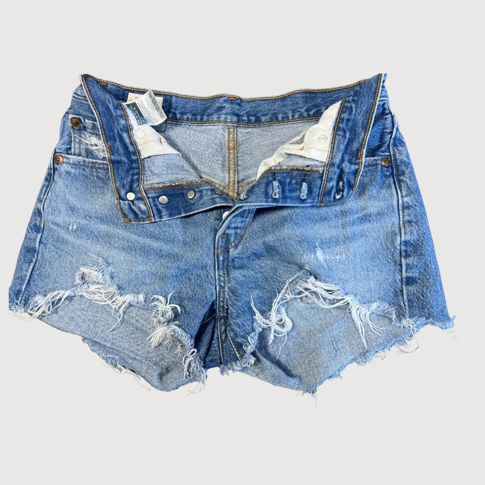 Levi's 501 Premium High Rise Light Blue Wash Denim Shorts Size 27