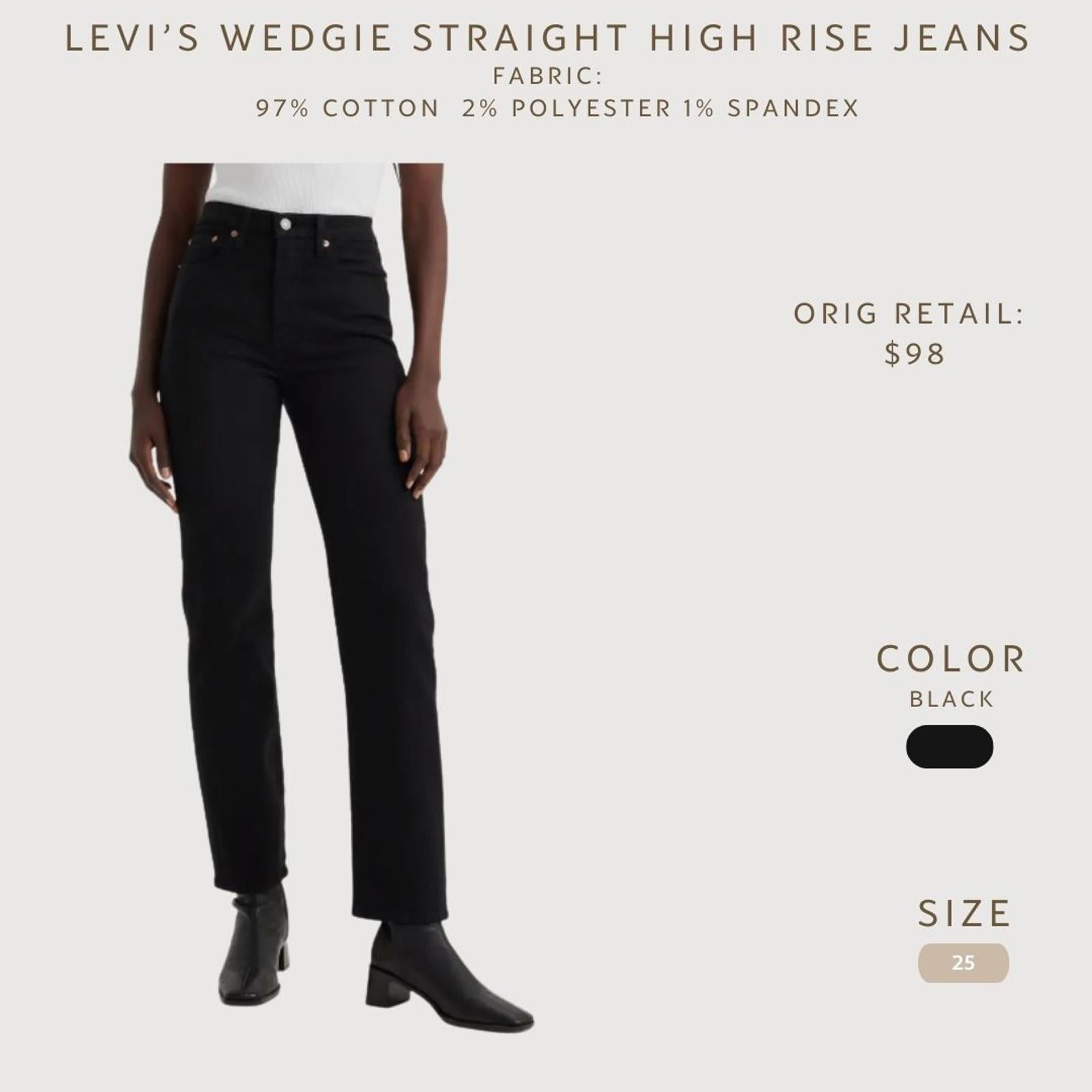 Levi's Wedgie Straight High Rise Black Jeans - Size 25