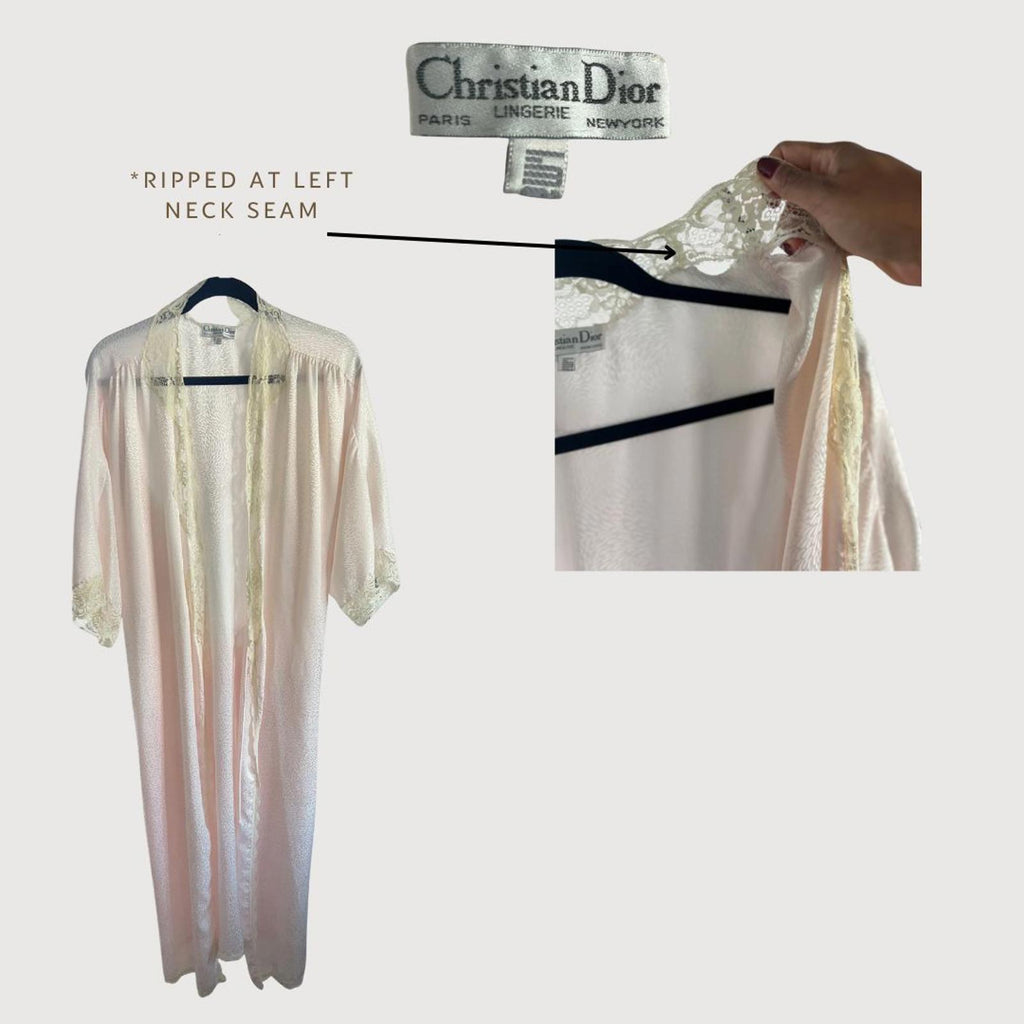 Christian Dior Vintage  Satin & Lace Robe Blush Medium