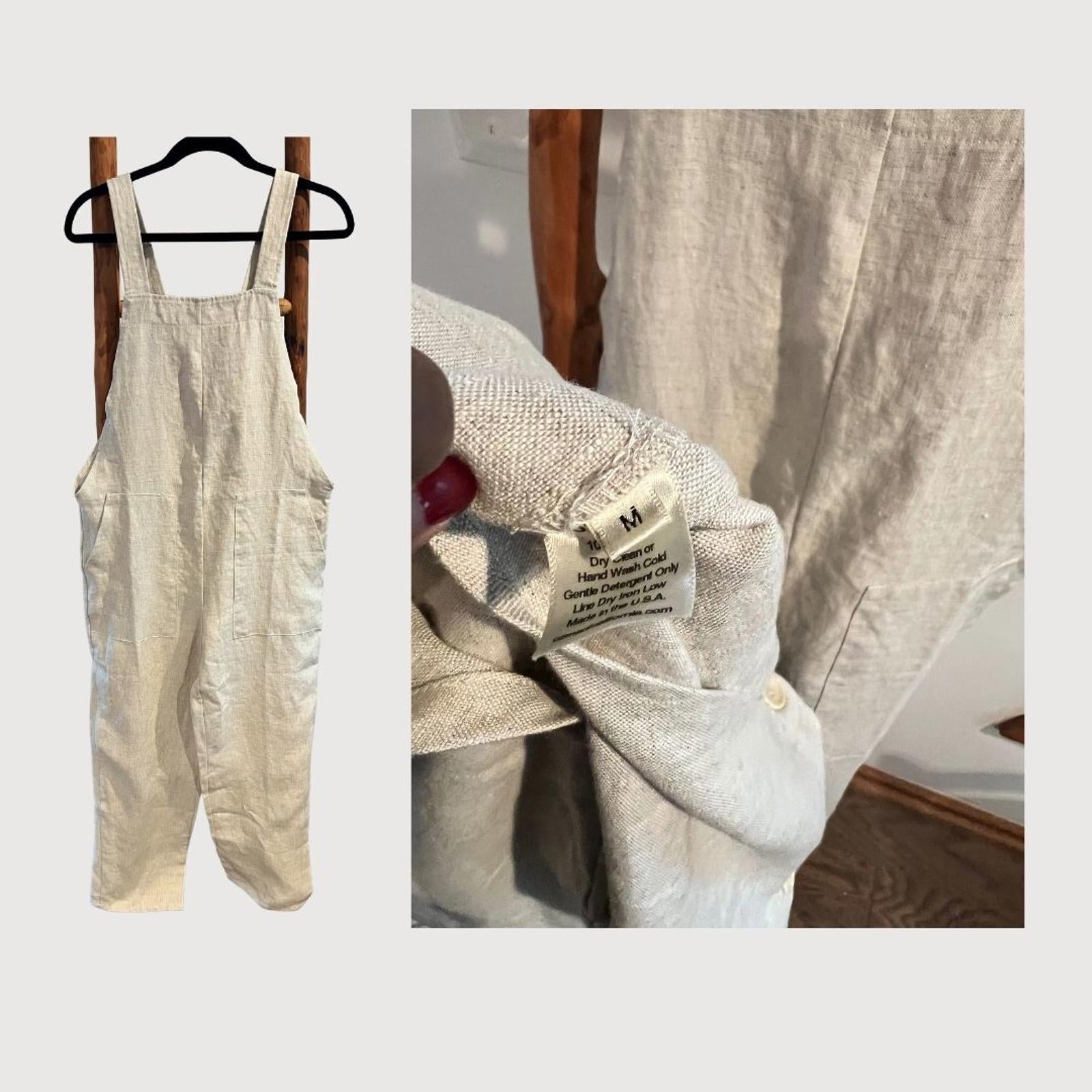 Ozma of California Campos 100% Linen Overall NWOT - M Oatmeal