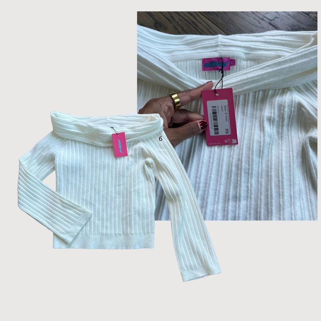 Edikted NWT Foldover Off The Shoulder Rib Sweater - XS