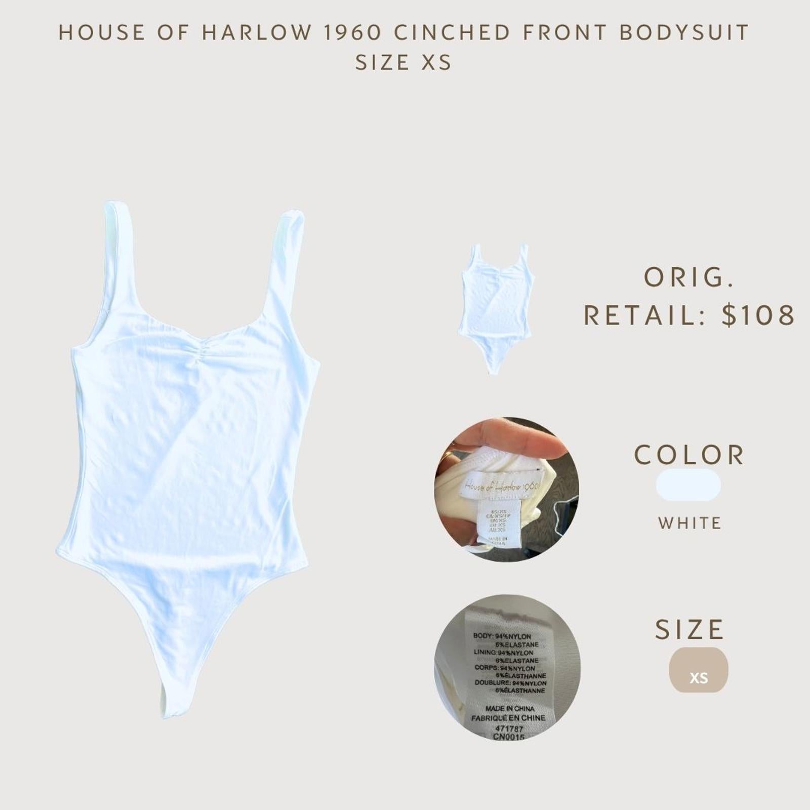 House of Harlow 1960 Revolve Cinched Front Bodysuit Size XS White