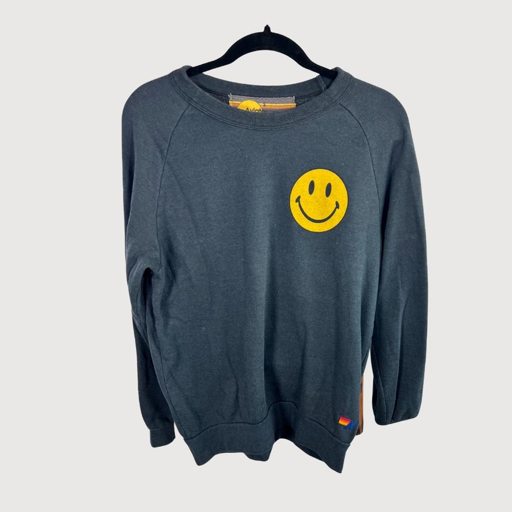 Aviator Nation Women's Smiley 2 Sweatshirt Navy Size S