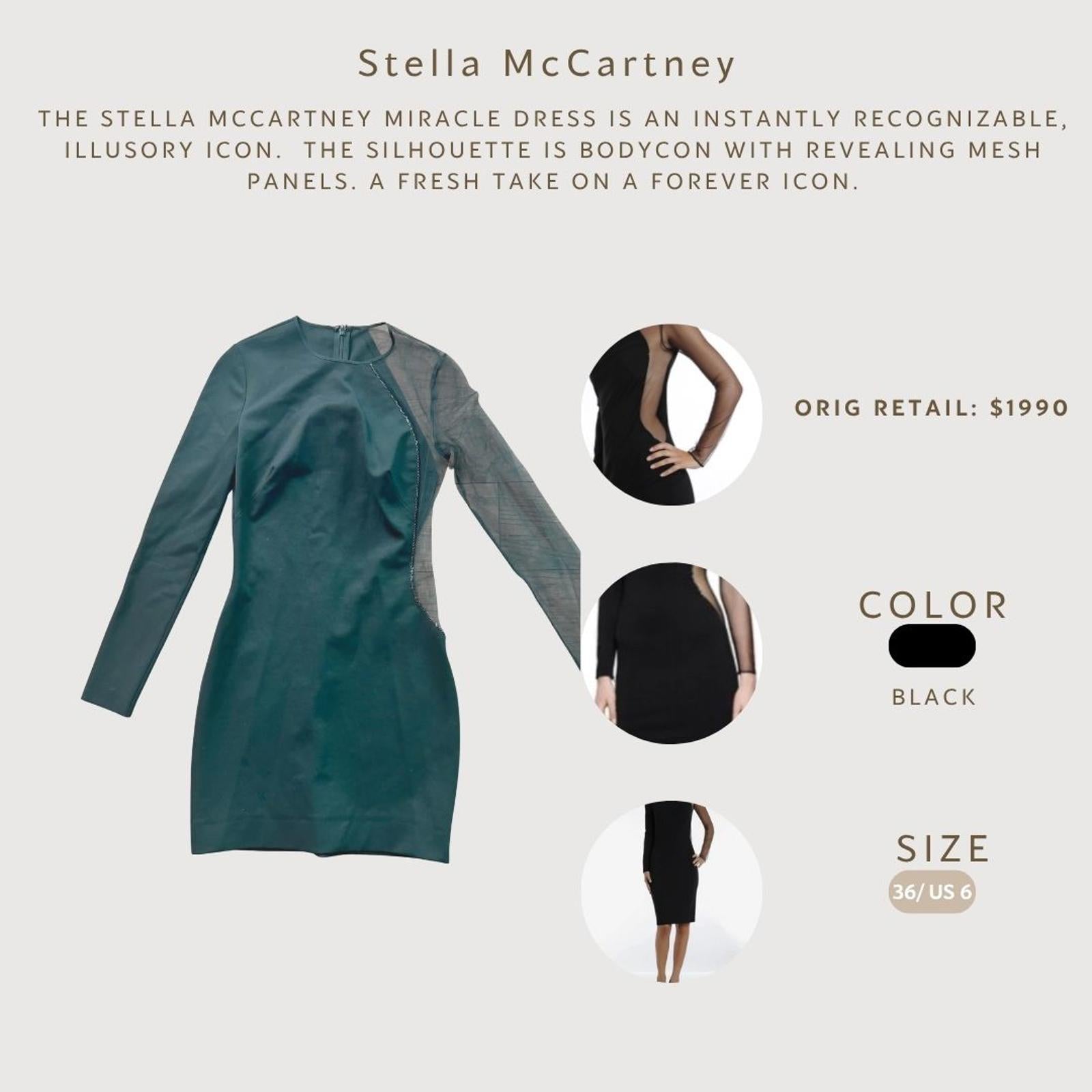 Vintage Stella McCartney Sheer Sleeve Mini Dress size 36/ US 6