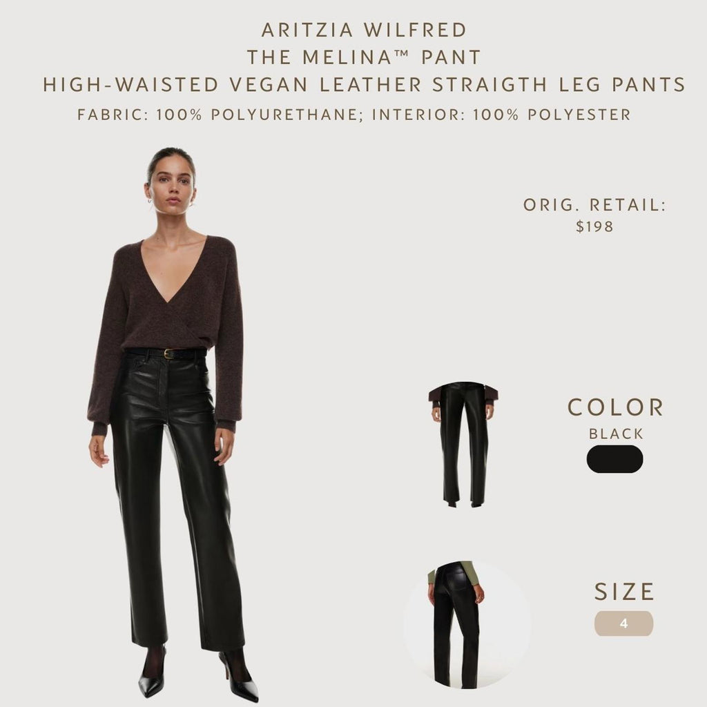 Aritzia Wilfred The Melina™ Pant High-Waisted Vegan Leather Straight Leg Pants