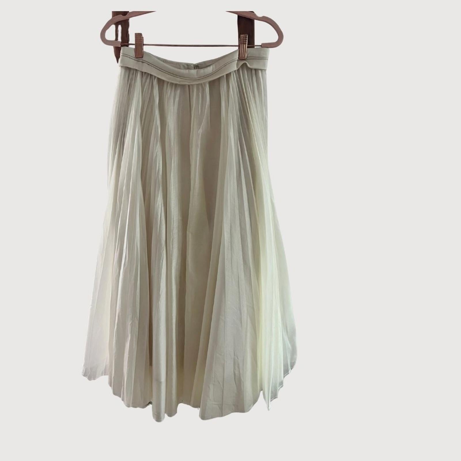 Commense Pleated Maxi Skirt Cream Size M NWT