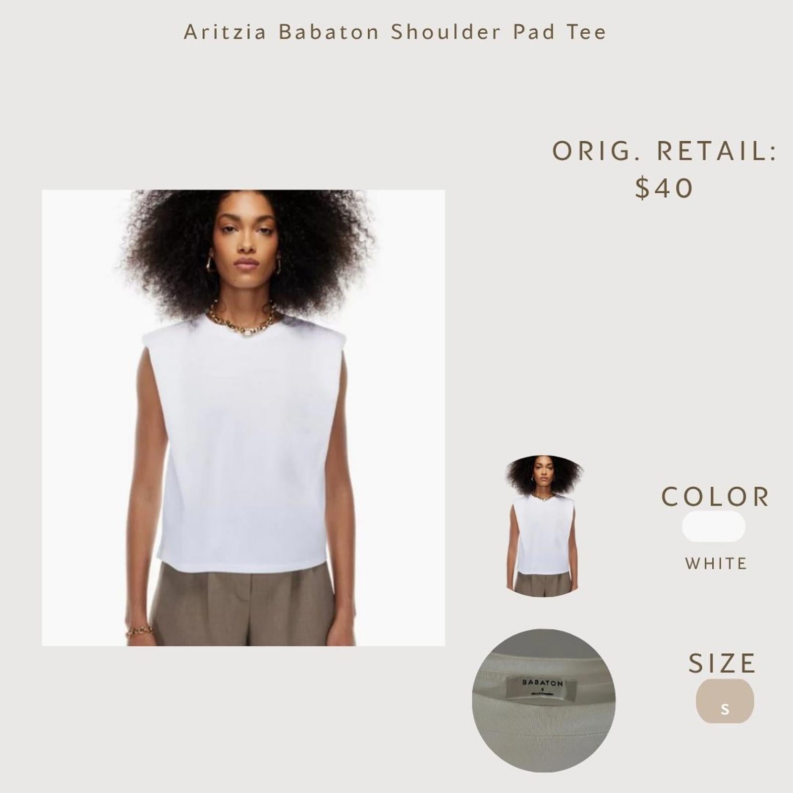 Aritzia Babaton Shoulder Pad - S Tee White Size S
